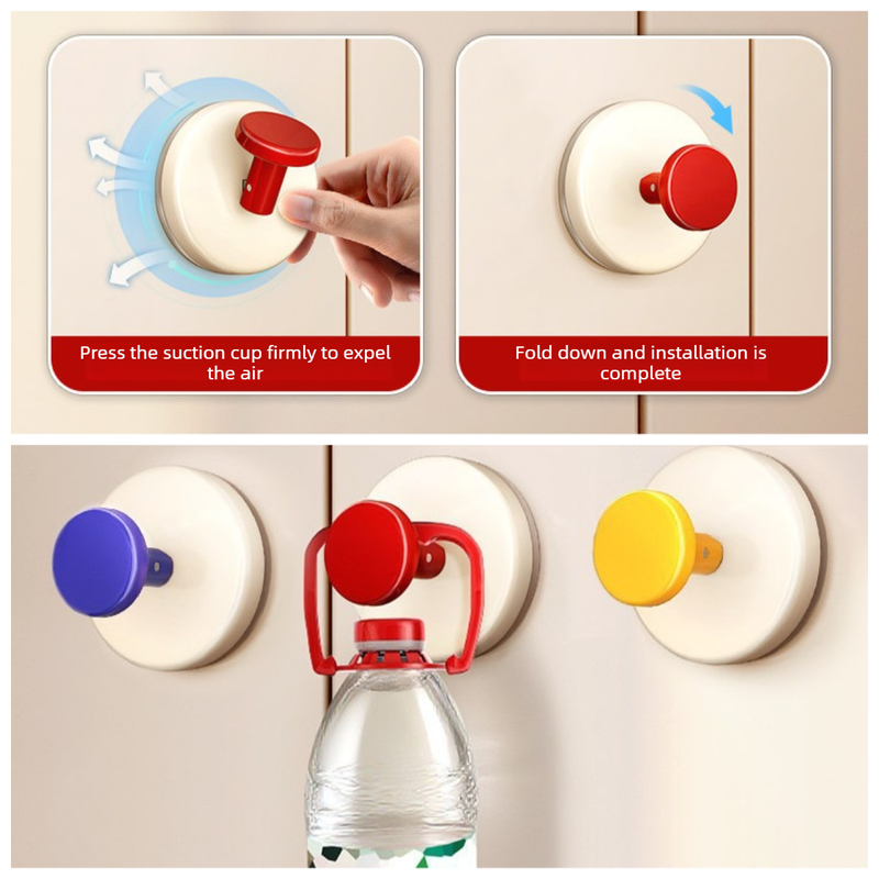 4-Pack - No-Drill Suction Cup Door Handle, Reusable Pull Knob for Wardrobes, Refrigerators, and Glass Sliding Doors - Pink