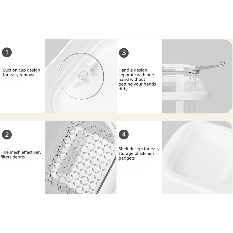 Sink Filter Drain Basket, Kitchen Wet/Dry Separation Food Residue Collector, Multi-function Storage Rack - Beige