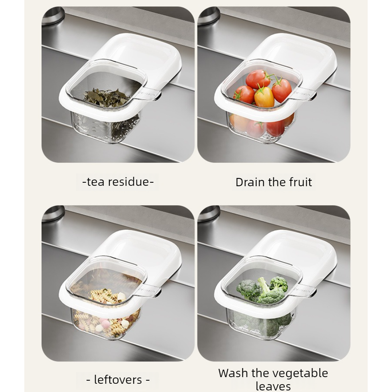 Sink Filter Drain Basket, Kitchen Wet/Dry Separation Food Residue Collector, Multi-function Storage Rack—Gray