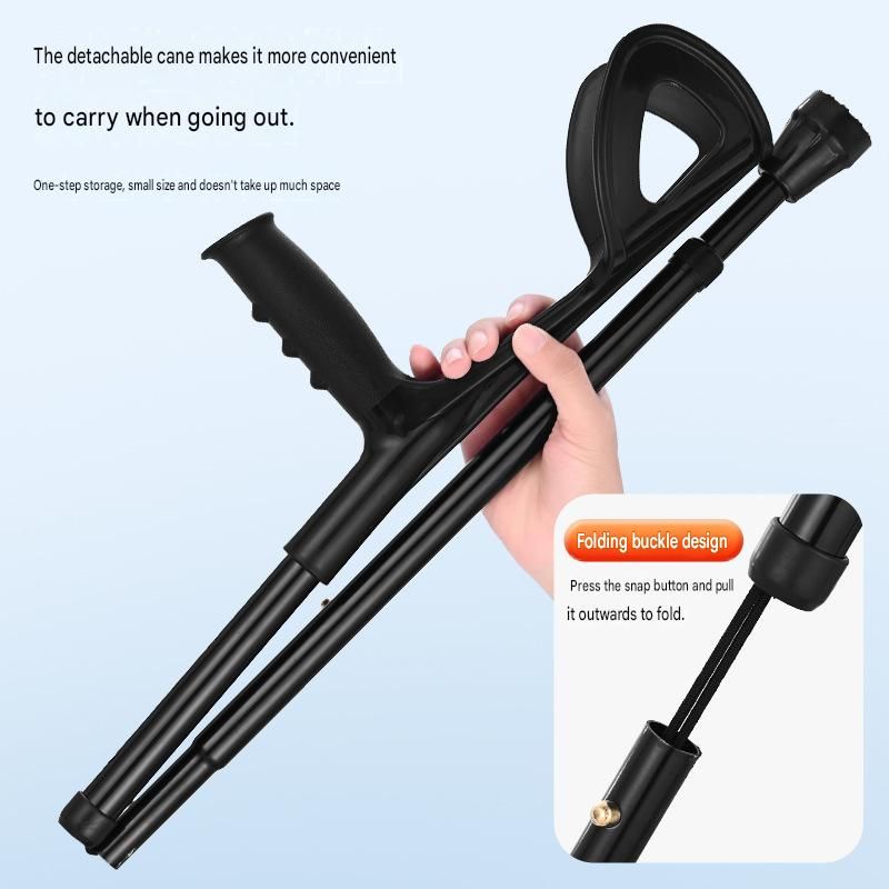 Folding Crutch – Sports Outdoor Elbow Crutch / Walking Stick with Thickened Anti-Slip Heavy-Duty Support – 1 Piece