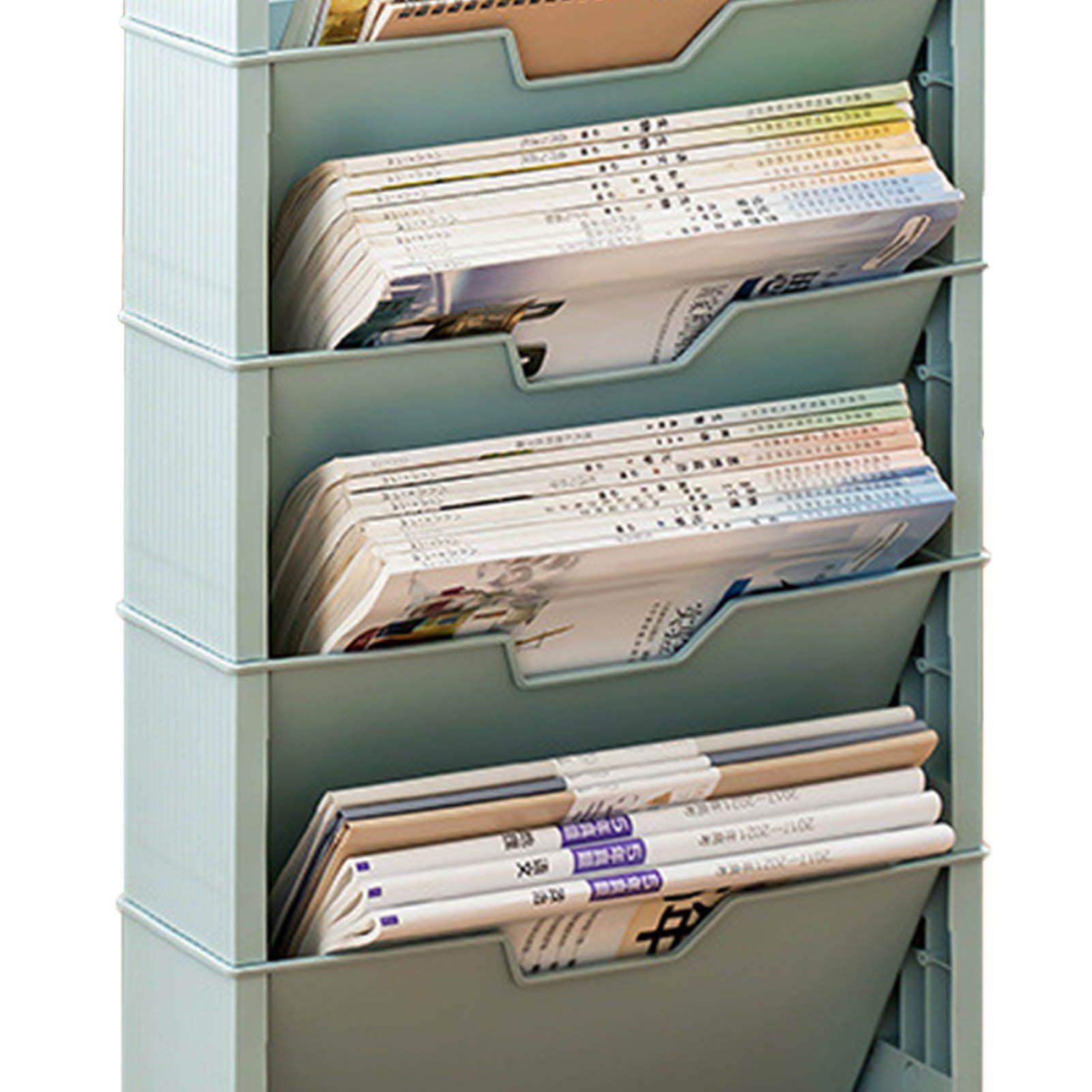 Classroom Bookshelf Multilayer with Universal Wheel Book Storage Shelving for Living Room