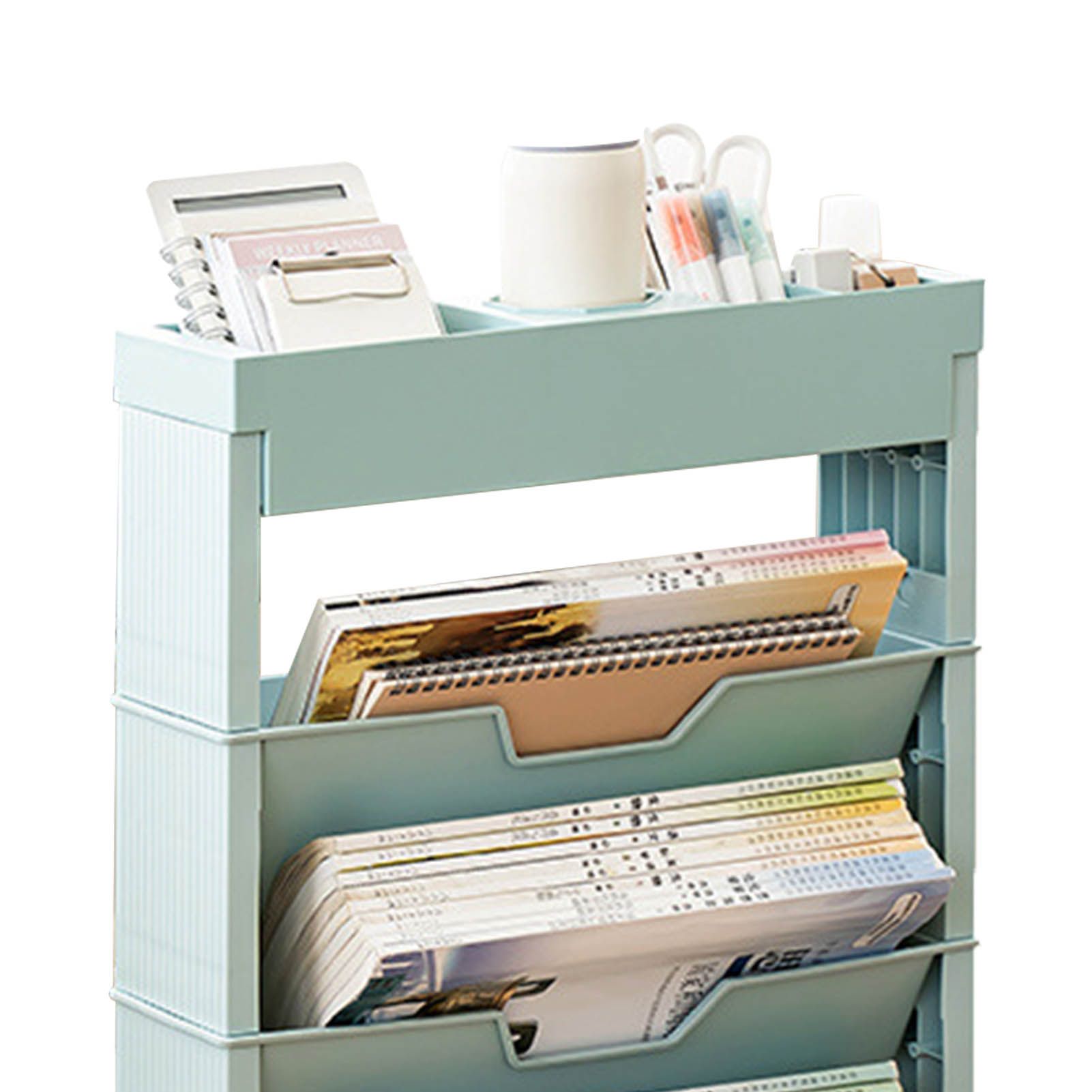 Classroom Bookshelf Multilayer with Universal Wheel Book Storage Shelving for Living Room