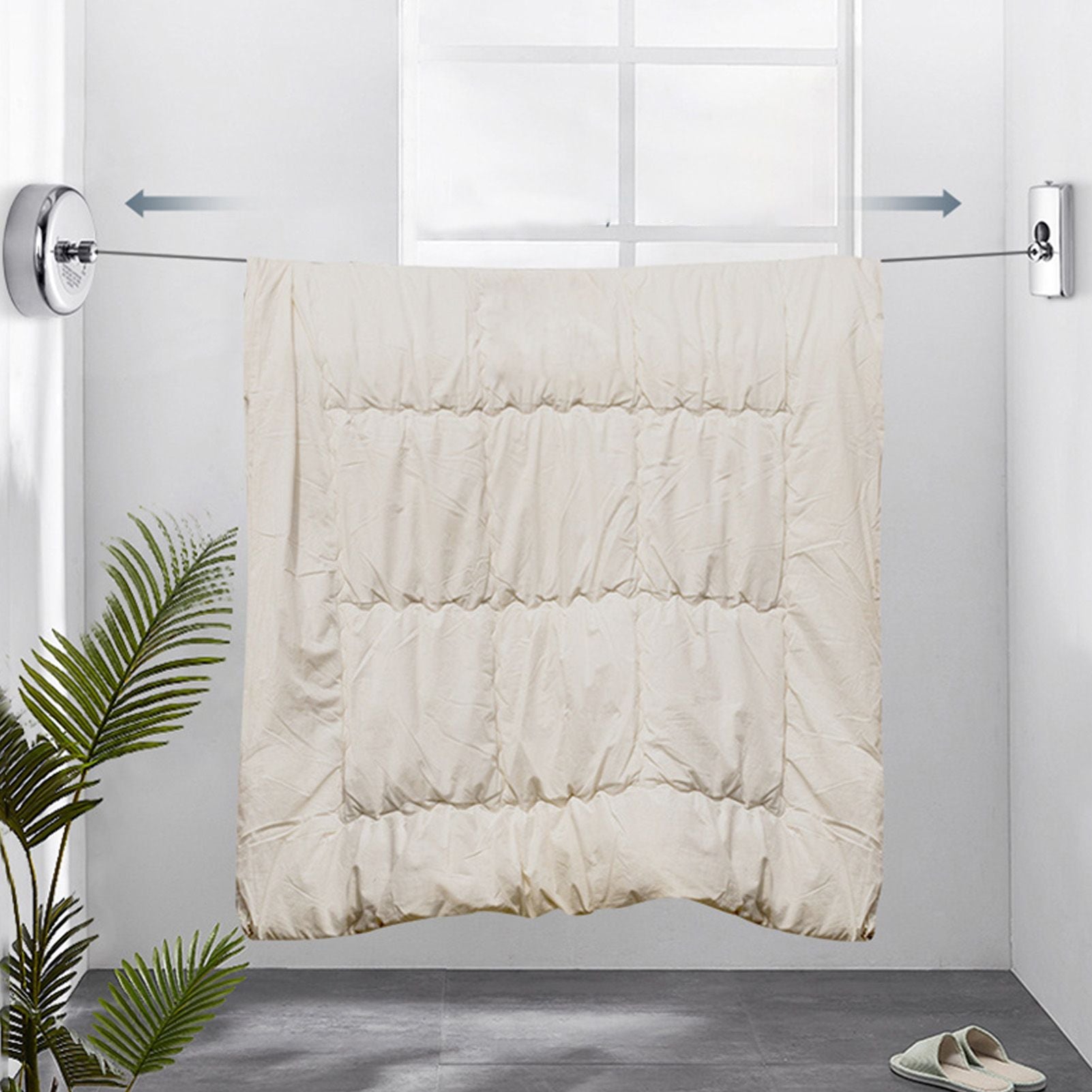 Retractable Clothesline 2.8m Stainless Steel Strong Bearing Rust Corrosion Resistant Telescopic Clothes Drying Line