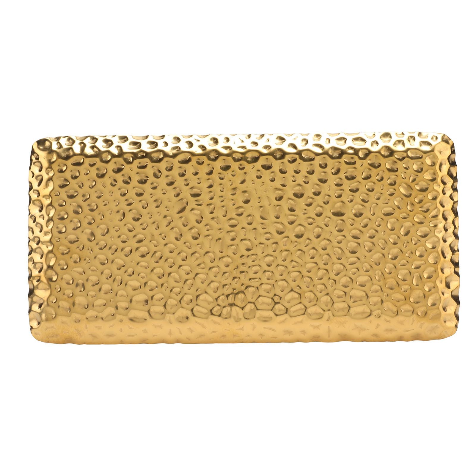 Hammered Tray Exquisite Odorless Stainless Steel Serving Tray for Living Room Bedroom Kitchen Bathroom 19.5x9.5cm Gold