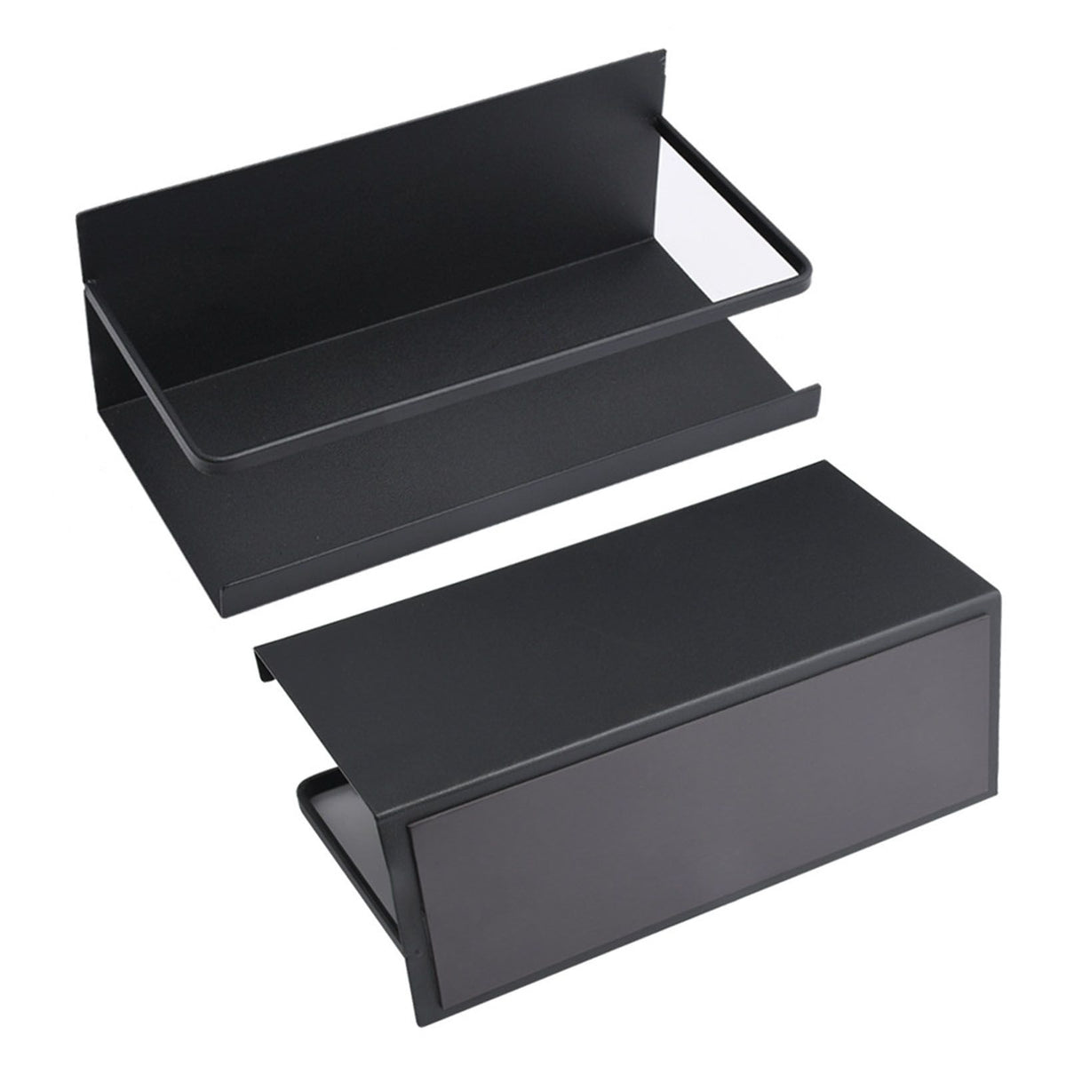 2pcs Magnetic Spice Rack Refrigerator Storage Rack Multi Function Kitchen Storage Shelves Rack Black