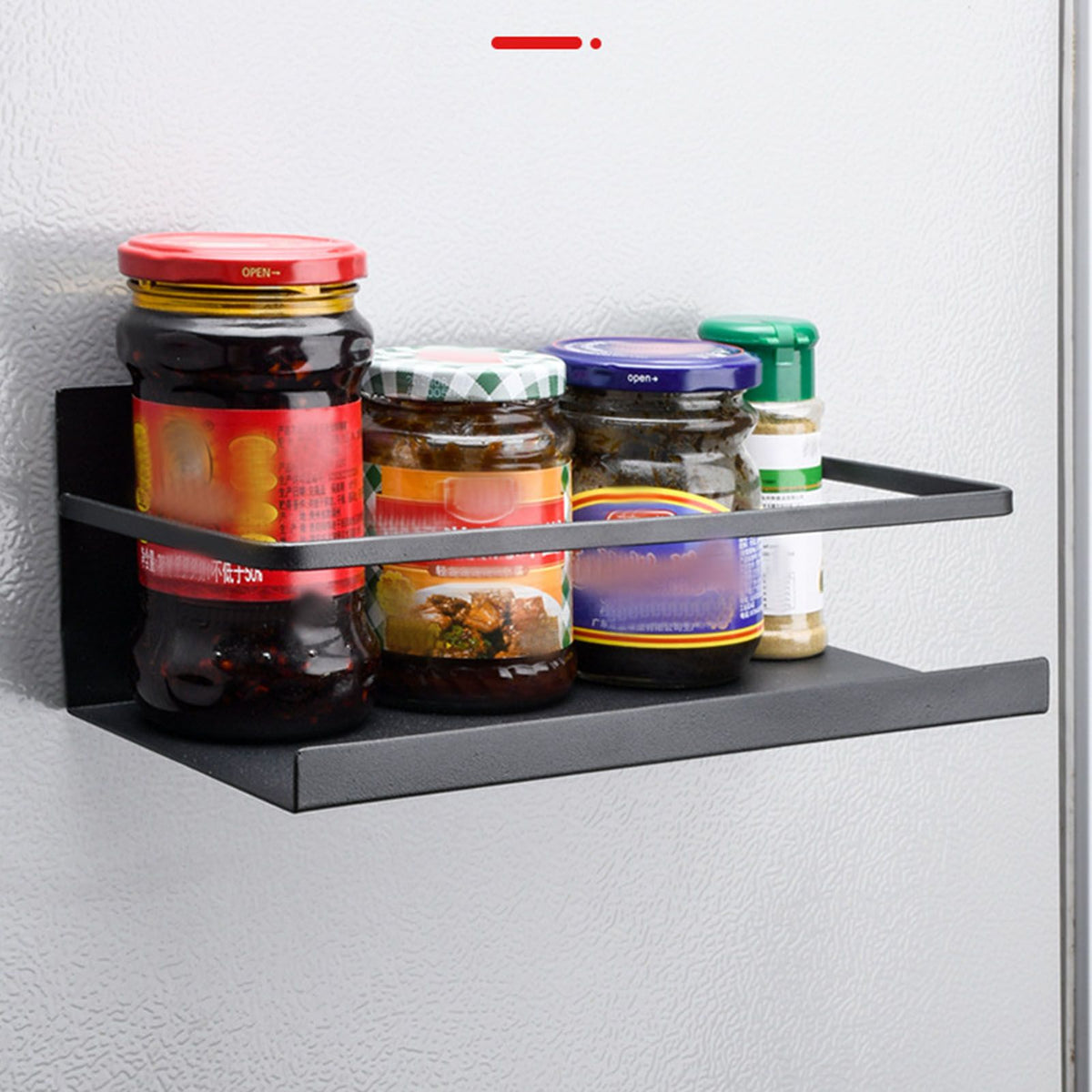 2pcs Magnetic Spice Rack Refrigerator Storage Rack Multi Function Kitchen Storage Shelves Rack Black