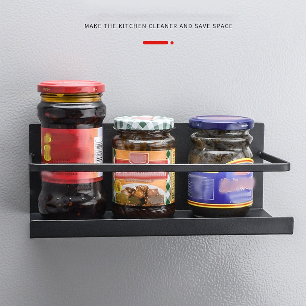 2pcs Magnetic Spice Rack Refrigerator Storage Rack Multi Function Kitchen Storage Shelves Rack Black