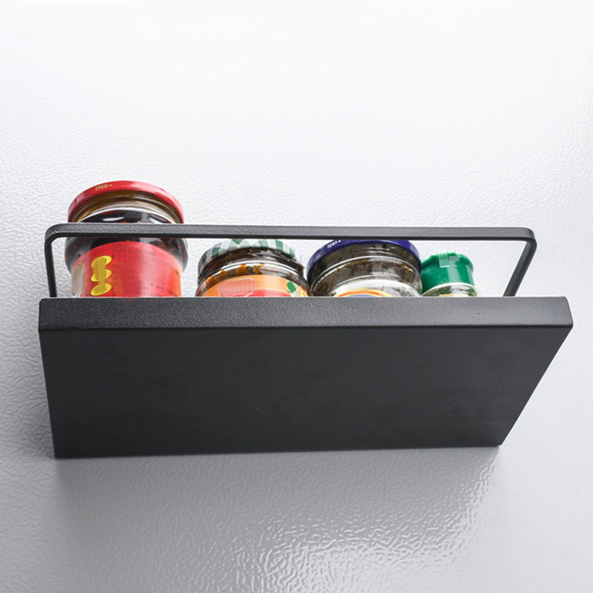 2pcs Magnetic Spice Rack Refrigerator Storage Rack Multi Function Kitchen Storage Shelves Rack Black