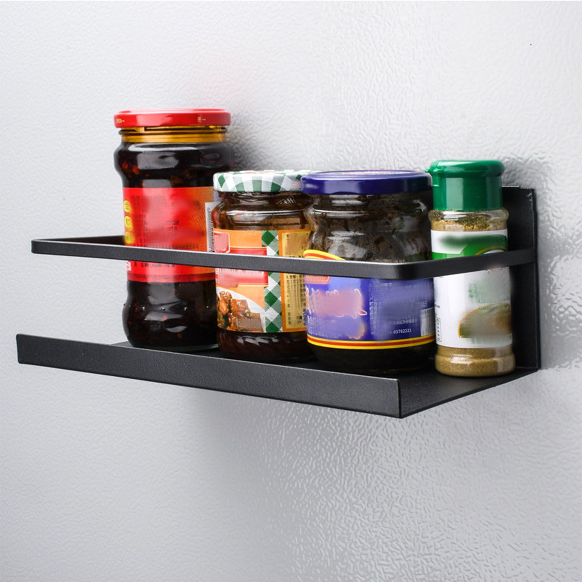 2pcs Magnetic Spice Rack Refrigerator Storage Rack Multi Function Kitchen Storage Shelves Rack Black