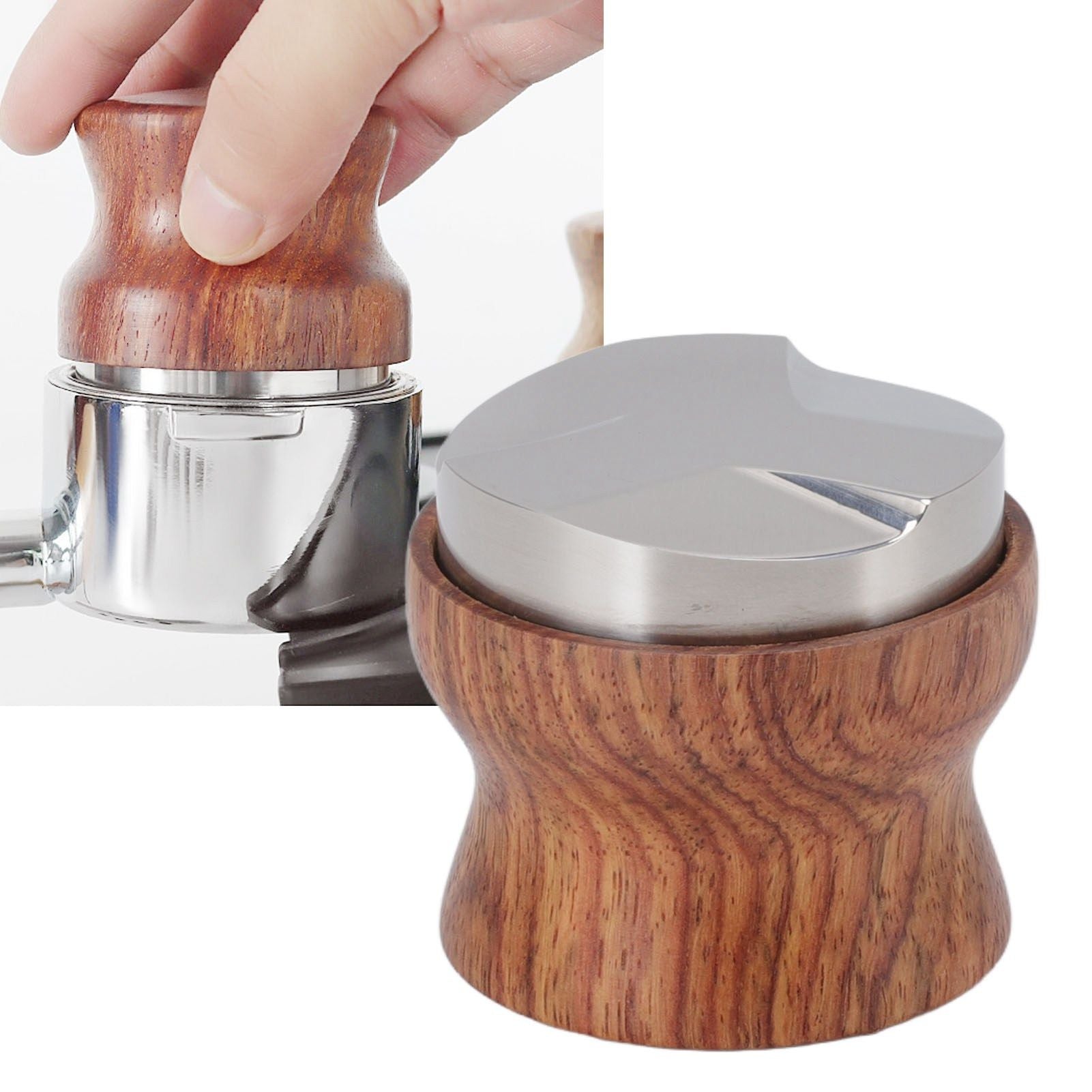 Coffee Distributor Stainless Steel Rosewood Coffee Tamper Leveler for Coffee Accessories 51mm / 2.0in