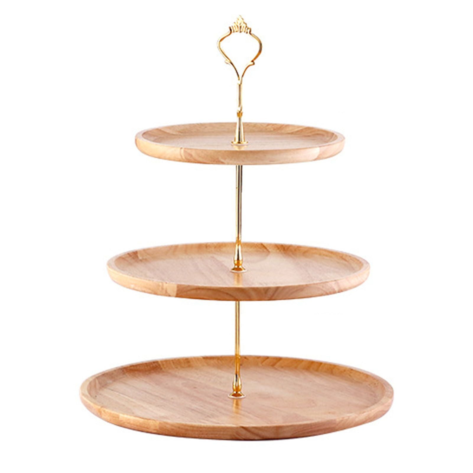 Fruit Plate Wood Natural Textured Simple Elegant Strong Durable Food Tray Cake Fruit Serving Tray 20+25+30cm Three Layers