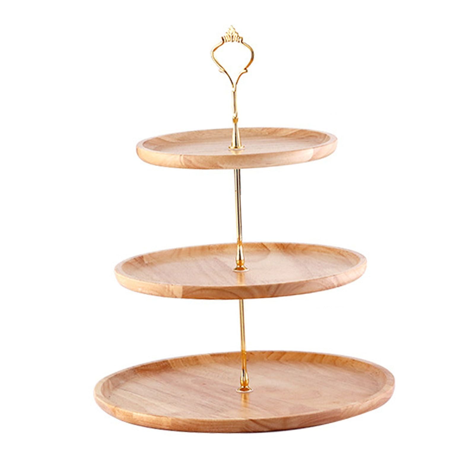 Fruit Plate Wood Natural Textured Simple Elegant Strong Durable Food Tray Cake Fruit Serving Tray 20+25+30cm Three Layers