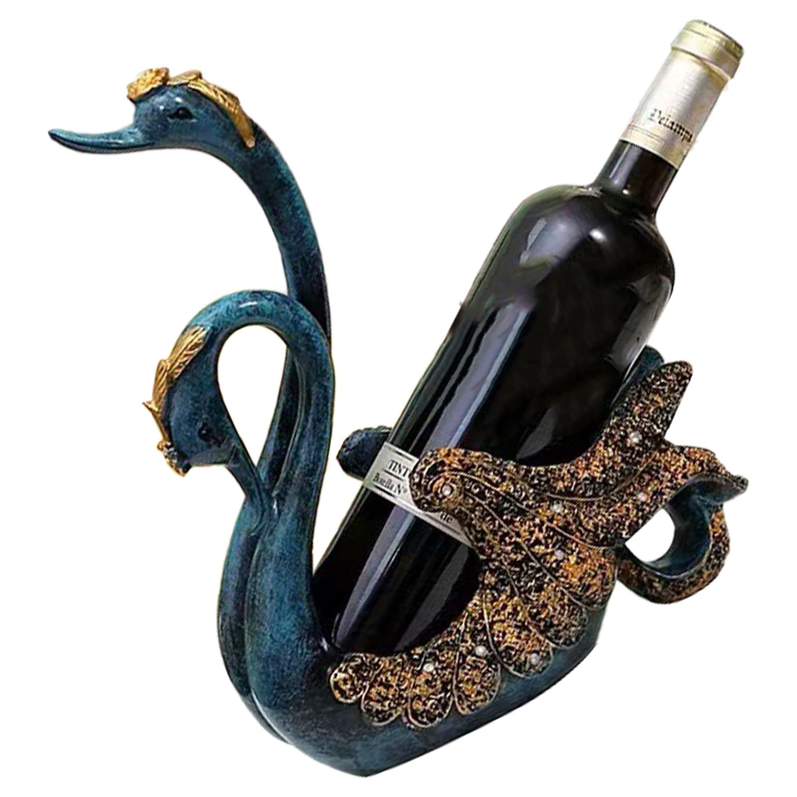 Luxury Swan Wine Rack Innovative Desktop Wine Cabinet Decorative Ornaments for Living Room Office Blue