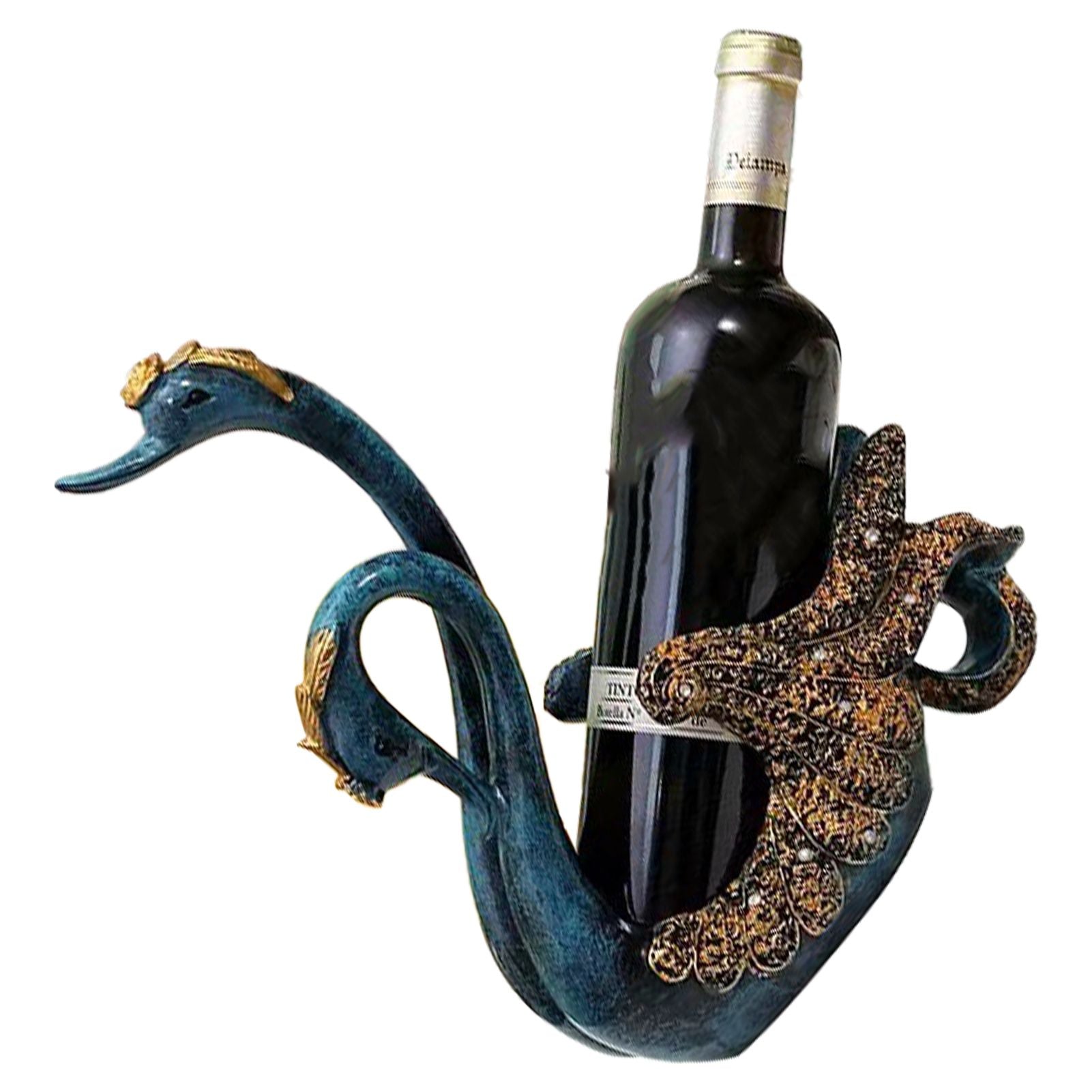 Luxury Swan Wine Rack Innovative Desktop Wine Cabinet Decorative Ornaments for Living Room Office Blue