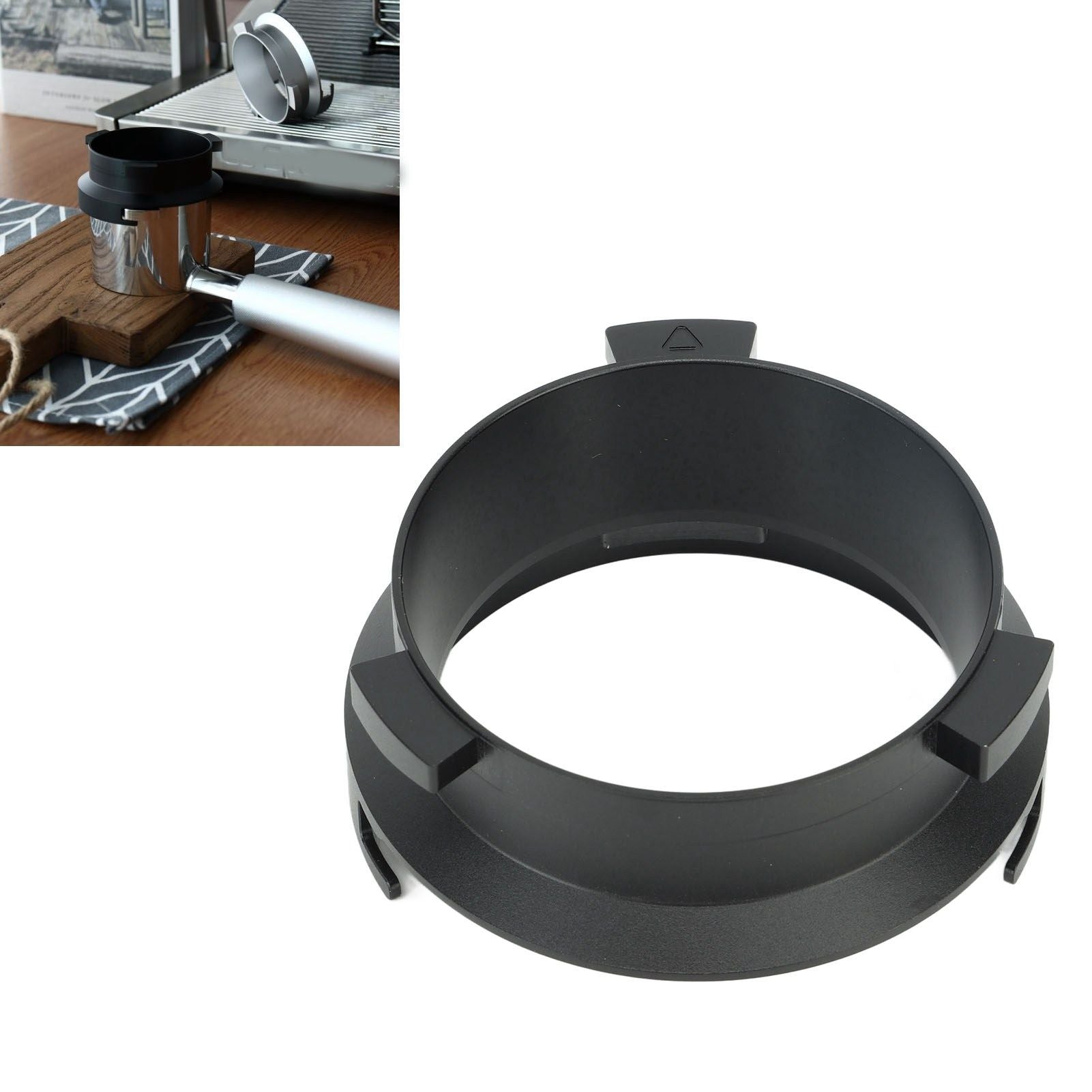 Coffee Powder Ring 51mm Aluminium Alloy Hands Free Dosing Funnel For Delonghi 9 Series 9335 9155 9355 9665 Black