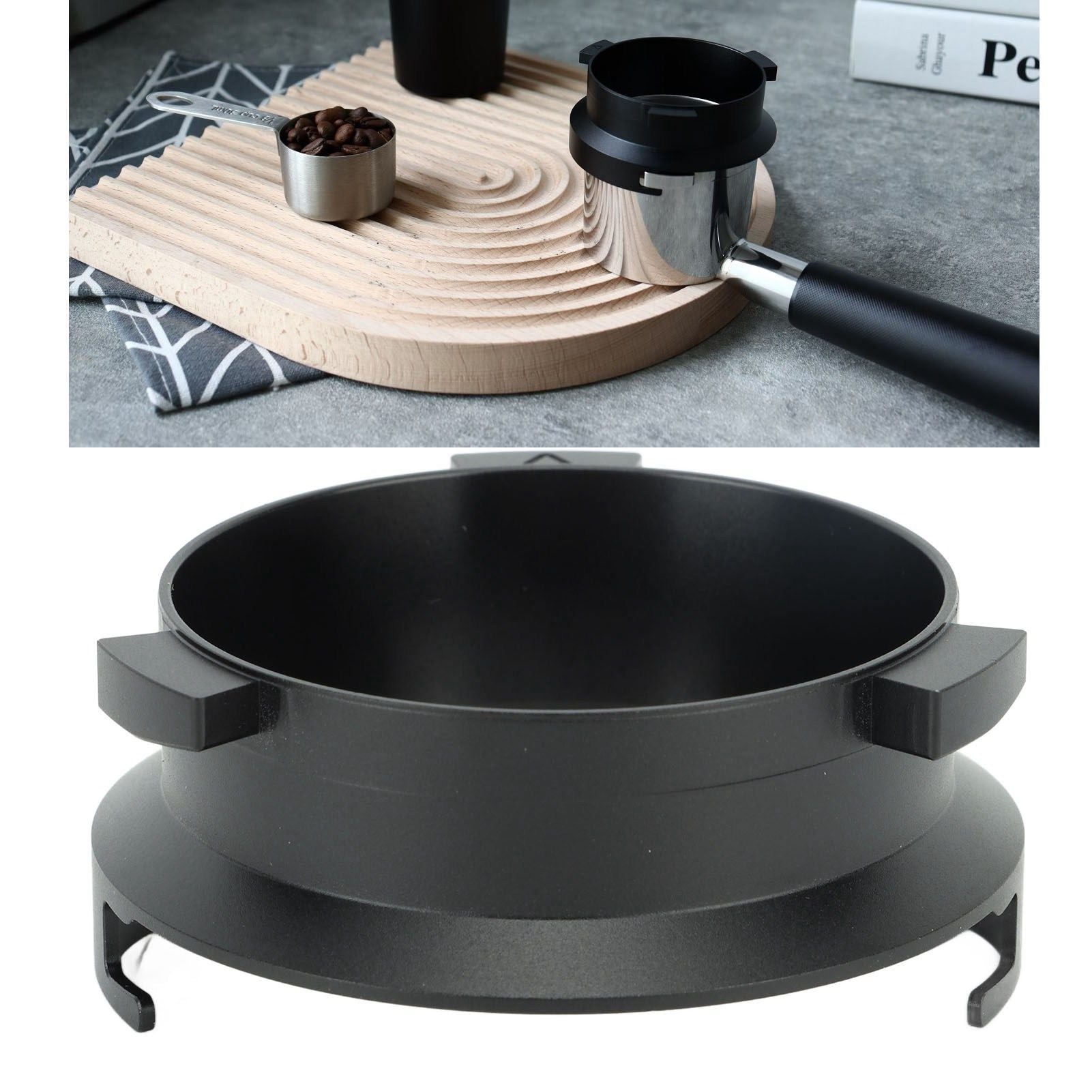 Coffee Powder Ring 51mm Aluminium Alloy Hands Free Dosing Funnel For Delonghi 9 Series 9335 9155 9355 9665 Black