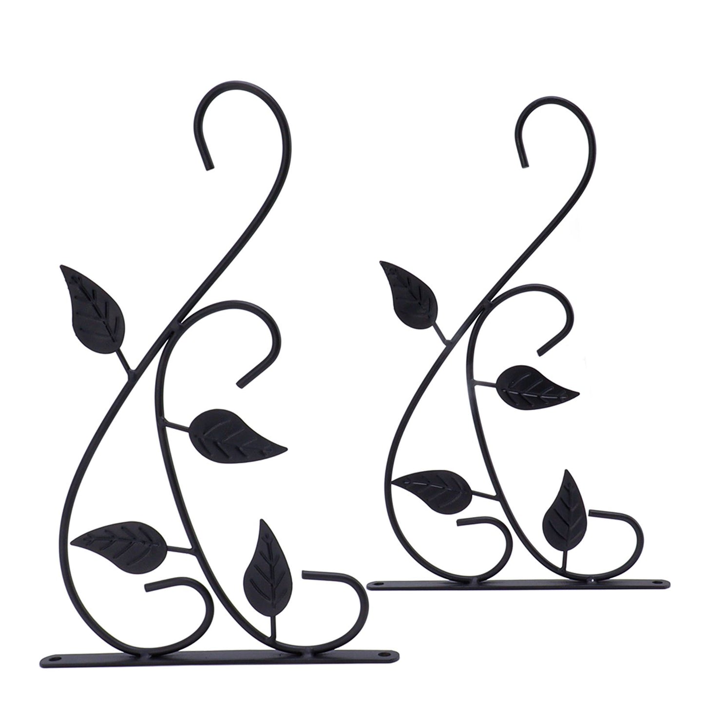 2pcs Hanging Plant Bracket Heavy Duty Rust Resistant Durable Iron Art Outdoor Planter Hanger Hooks Black