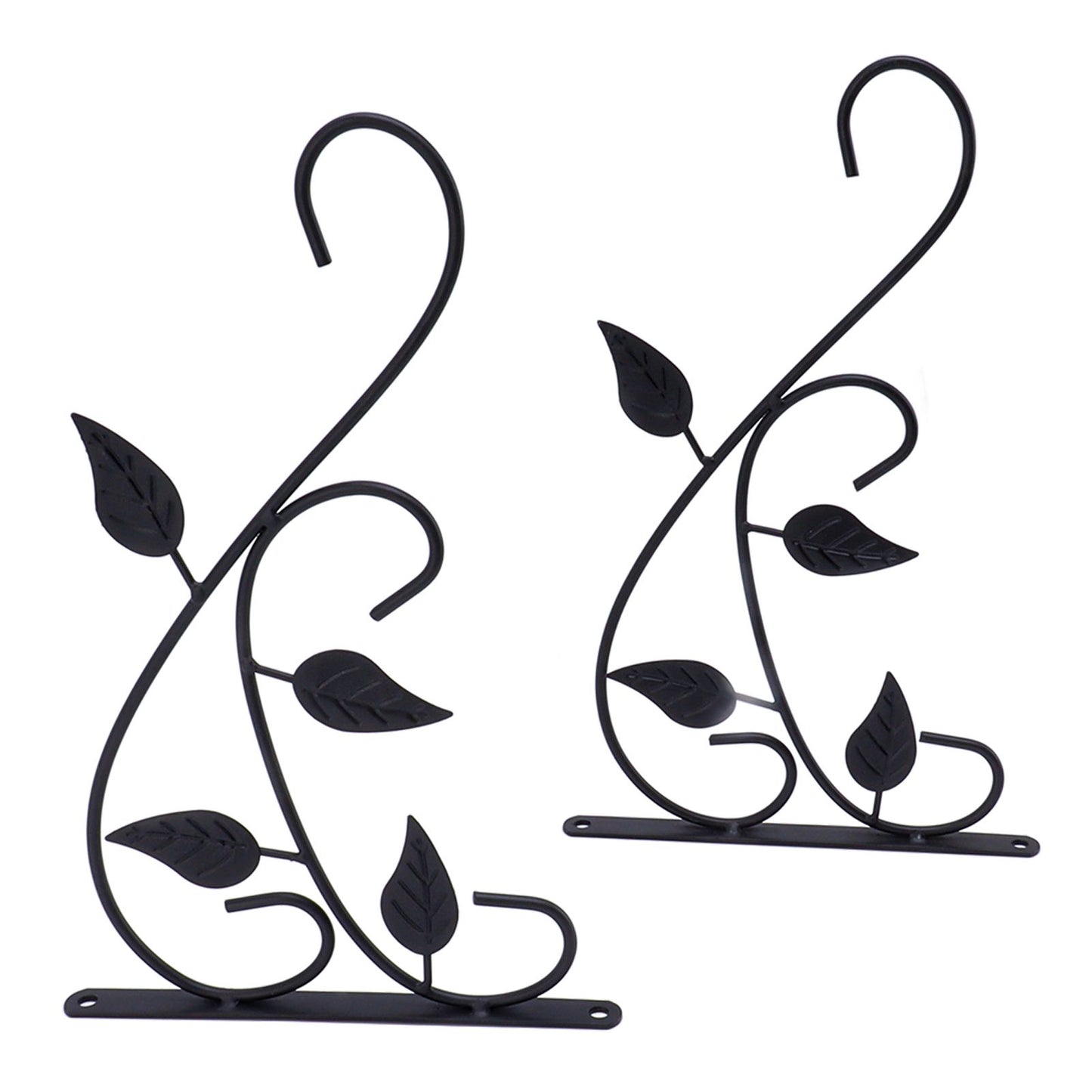2pcs Hanging Plant Bracket Heavy Duty Rust Resistant Durable Iron Art Outdoor Planter Hanger Hooks Black