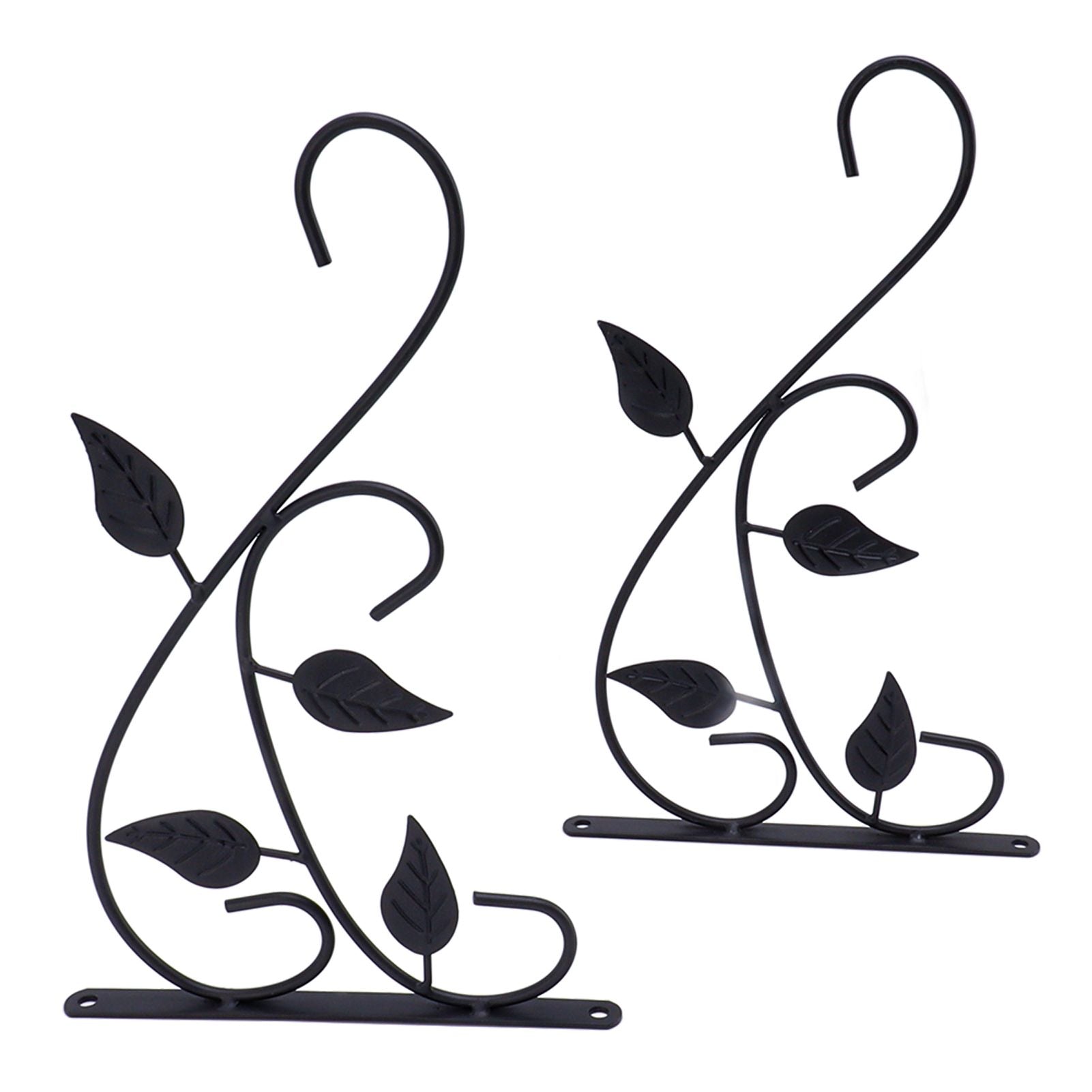 2pcs Hanging Plant Bracket Heavy Duty Rust Resistant Durable Iron Art Outdoor Planter Hanger Hooks Black