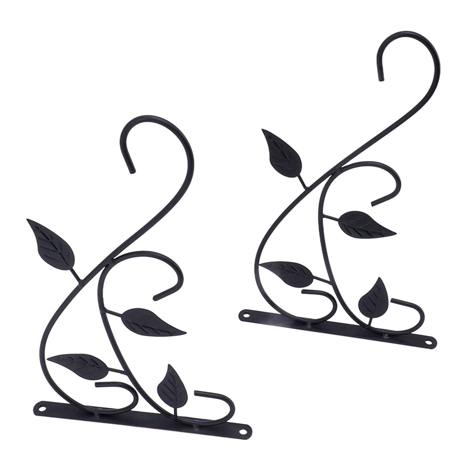 2pcs Hanging Plant Bracket Heavy Duty Rust Resistant Durable Iron Art Outdoor Planter Hanger Hooks Black