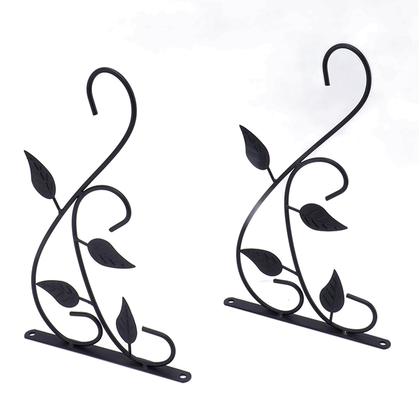 2pcs Hanging Plant Bracket Heavy Duty Rust Resistant Durable Iron Art Outdoor Planter Hanger Hooks Black
