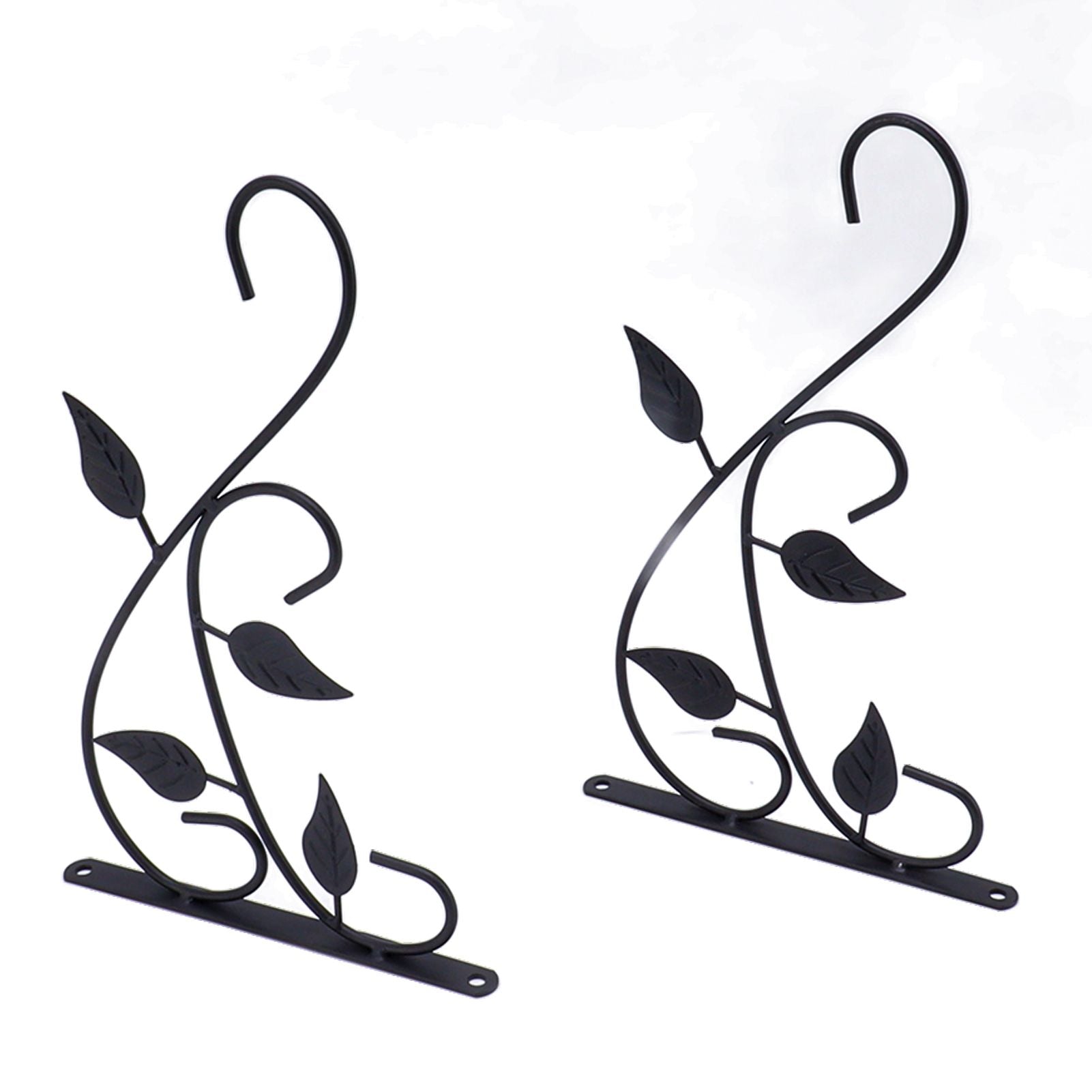 2pcs Hanging Plant Bracket Heavy Duty Rust Resistant Durable Iron Art Outdoor Planter Hanger Hooks Black