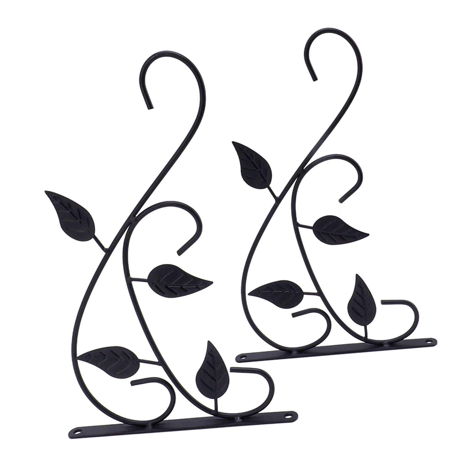 2pcs Hanging Plant Bracket Heavy Duty Rust Resistant Durable Iron Art Outdoor Planter Hanger Hooks Black
