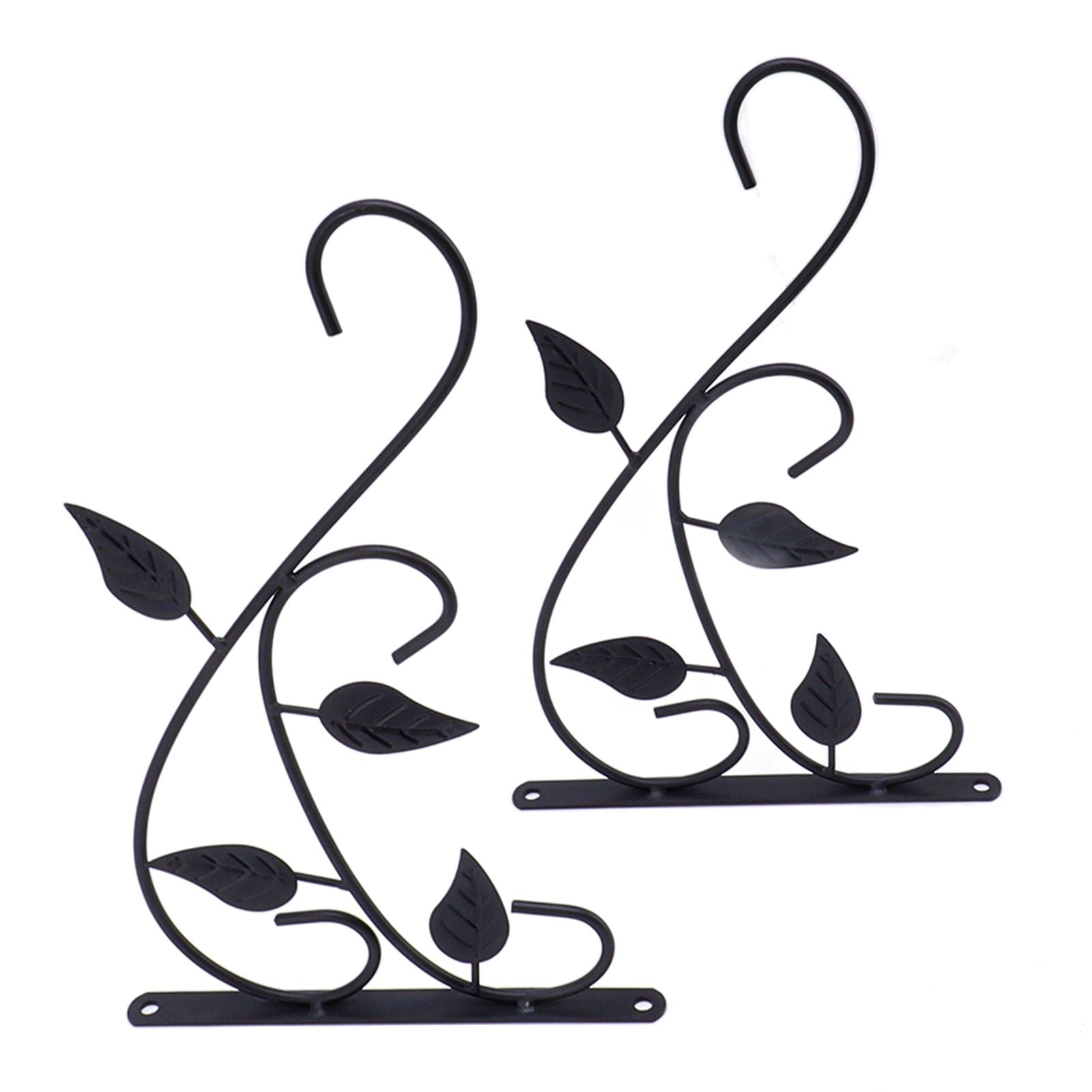 2pcs Hanging Plant Bracket Heavy Duty Rust Resistant Durable Iron Art Outdoor Planter Hanger Hooks Black