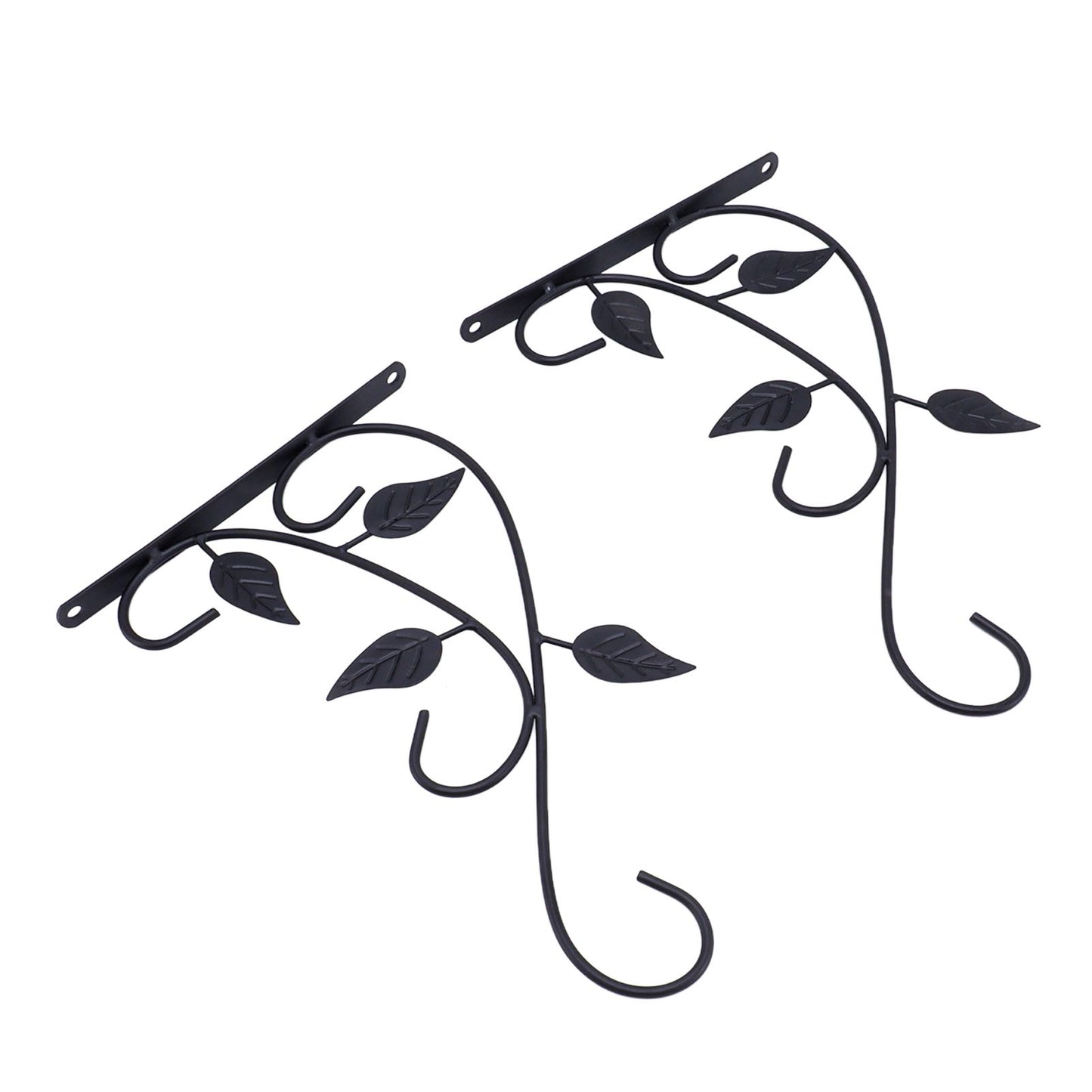 2pcs Hanging Plant Bracket Heavy Duty Rust Resistant Durable Iron Art Outdoor Planter Hanger Hooks Black