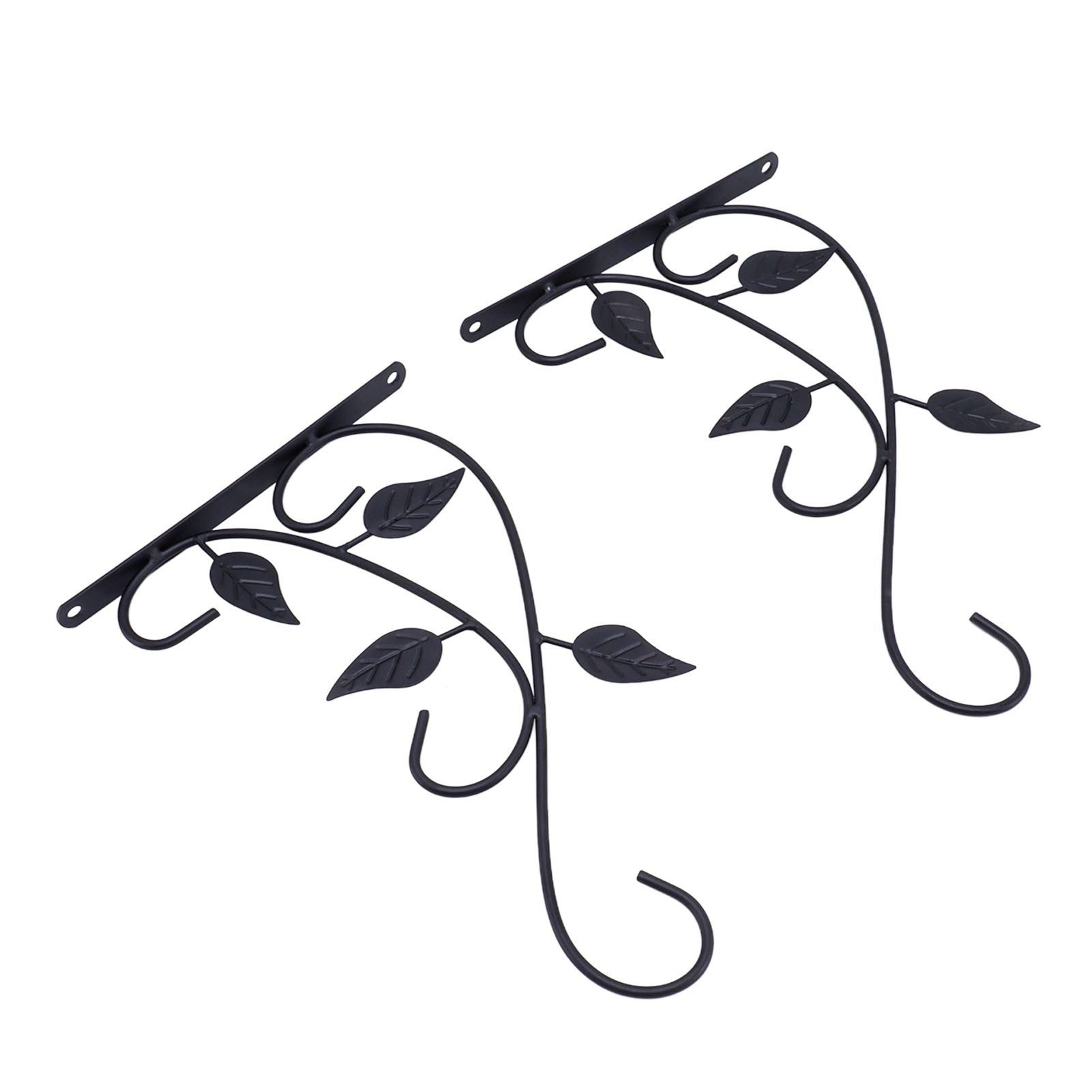 2pcs Hanging Plant Bracket Heavy Duty Rust Resistant Durable Iron Art Outdoor Planter Hanger Hooks Black