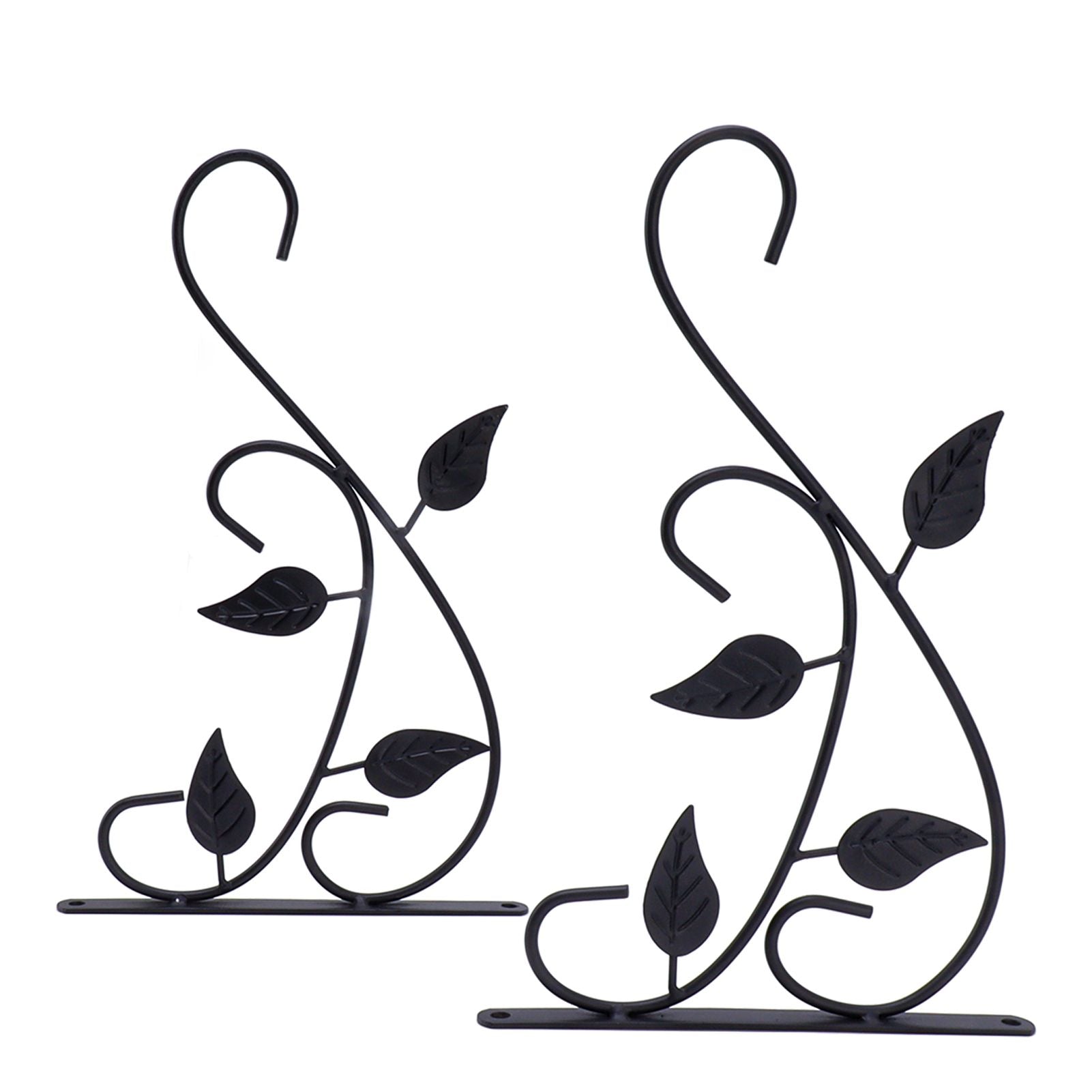 2pcs Hanging Plant Bracket Heavy Duty Rust Resistant Durable Iron Art Outdoor Planter Hanger Hooks Black