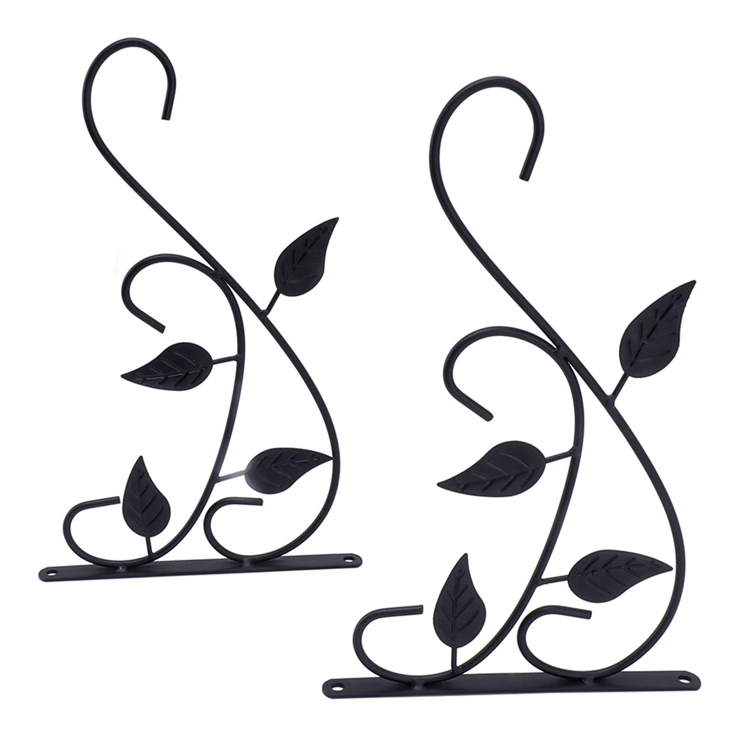 2pcs Hanging Plant Bracket Heavy Duty Rust Resistant Durable Iron Art Outdoor Planter Hanger Hooks Black