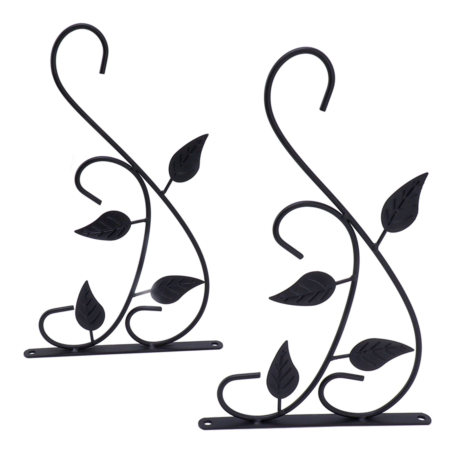 2pcs Hanging Plant Bracket Heavy Duty Rust Resistant Durable Iron Art Outdoor Planter Hanger Hooks Black