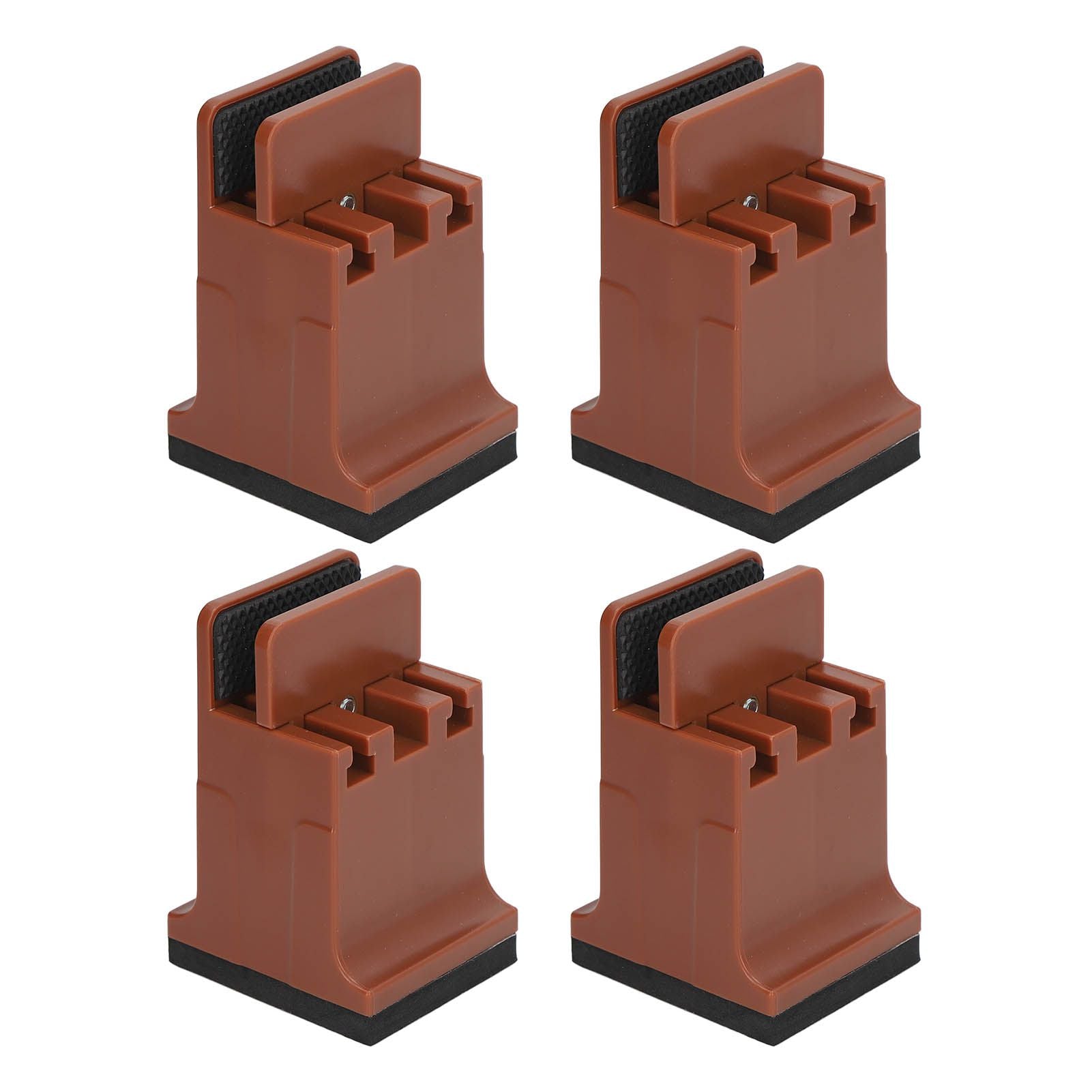 4pcs Adjustable Furniture Risers with Screw Clamp Rubber Bed Couch Risers for Heavy Duty Furniture Brown