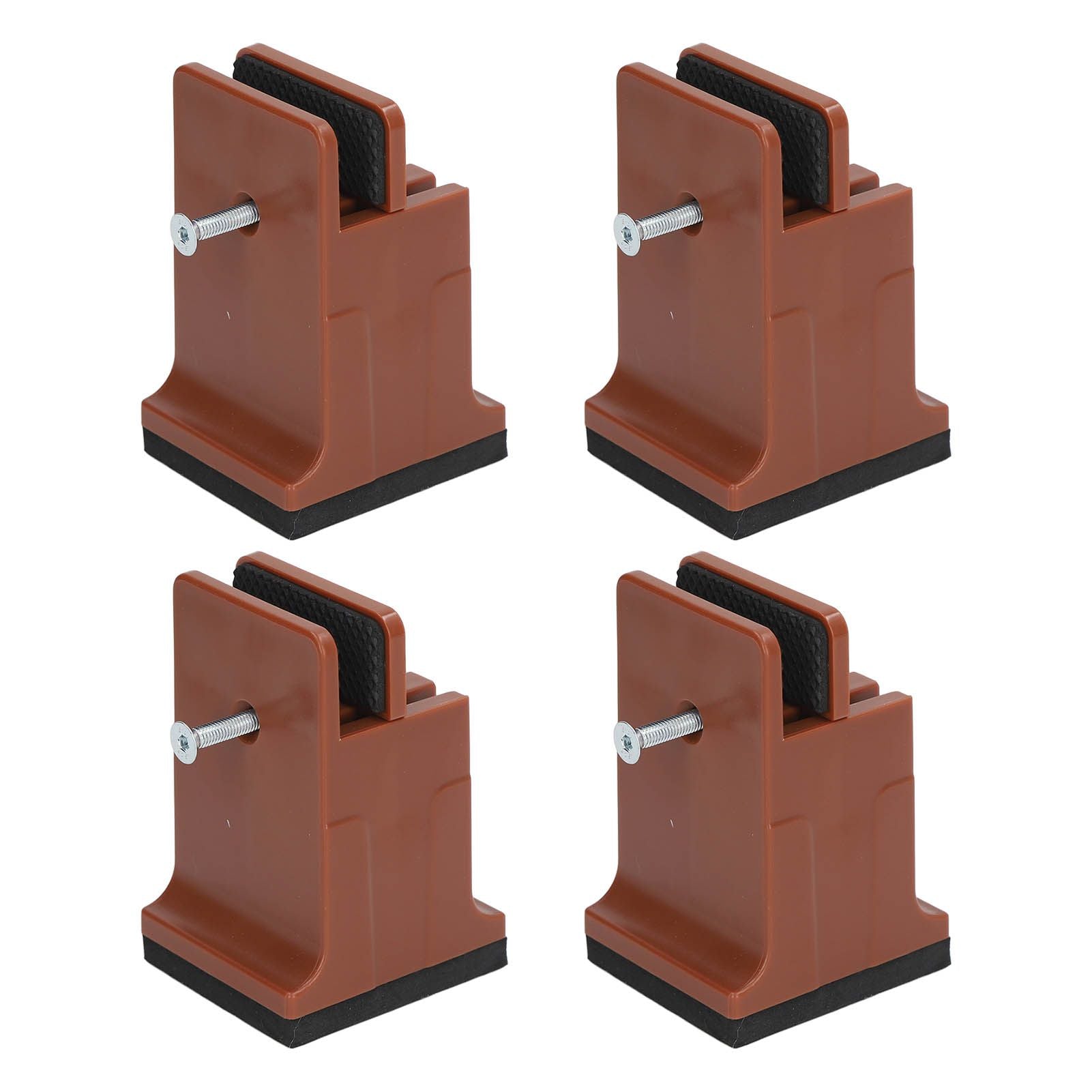 4pcs Adjustable Furniture Risers with Screw Clamp Rubber Bed Couch Risers for Heavy Duty Furniture Brown