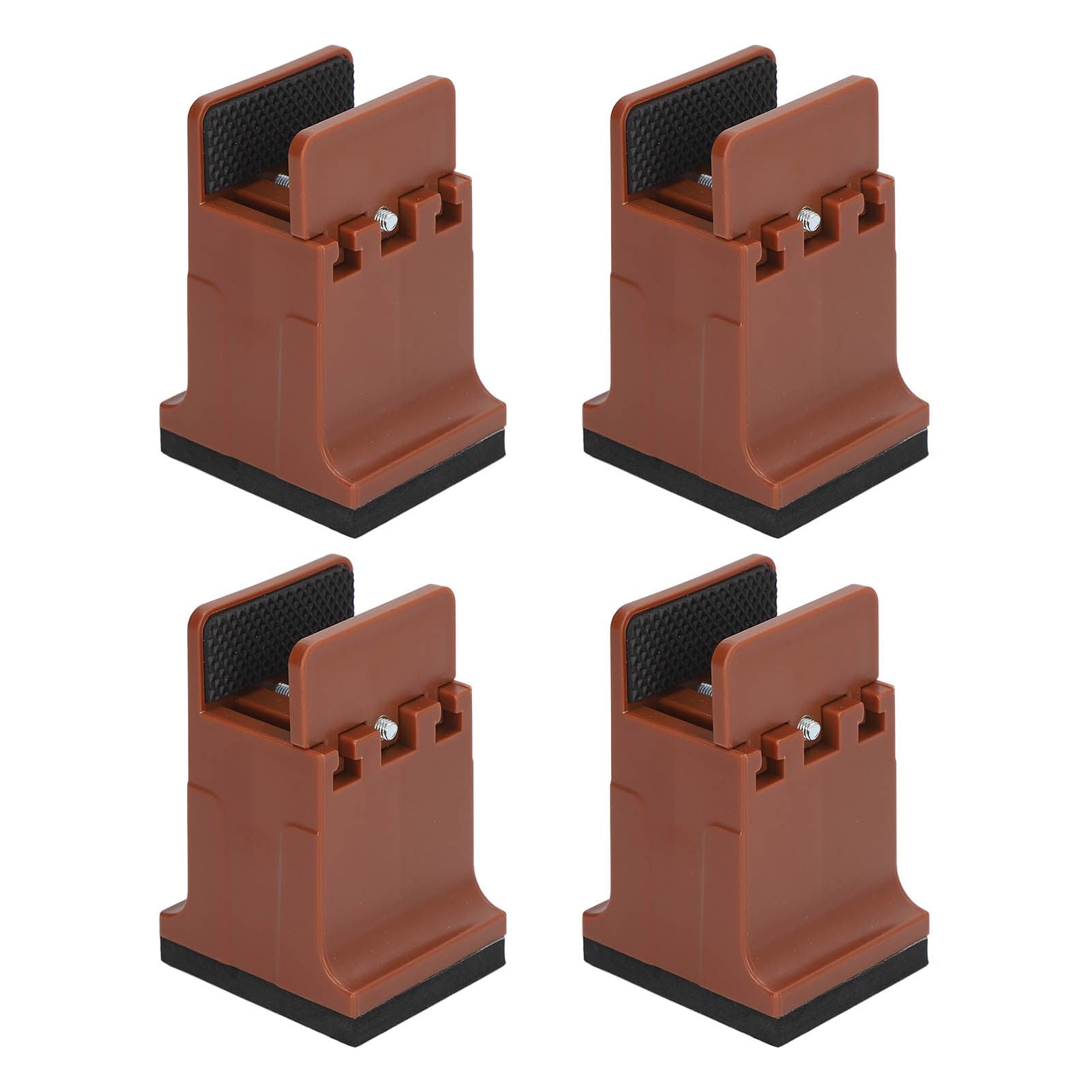 4pcs Adjustable Furniture Risers with Screw Clamp Rubber Bed Couch Risers for Heavy Duty Furniture Brown