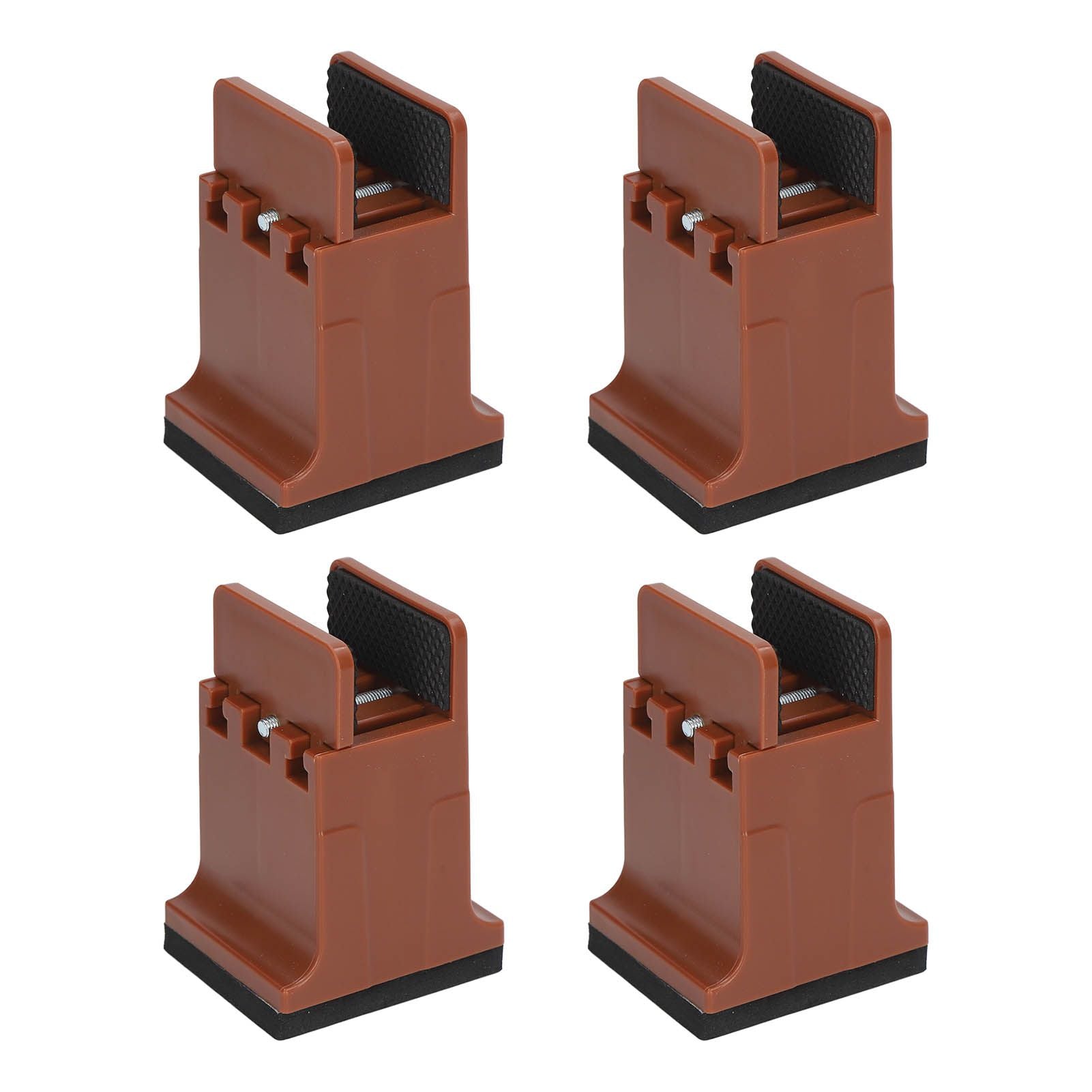 4pcs Adjustable Furniture Risers with Screw Clamp Rubber Bed Couch Risers for Heavy Duty Furniture Brown