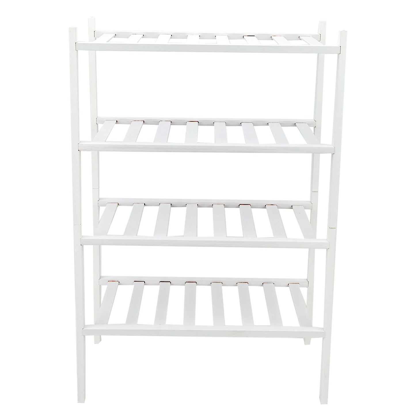 4 Tier Shoe Rack White Stackable Shoes Rack Organizer Multifunctional Bamboo Shoe Rack for Home Hotel Dorm