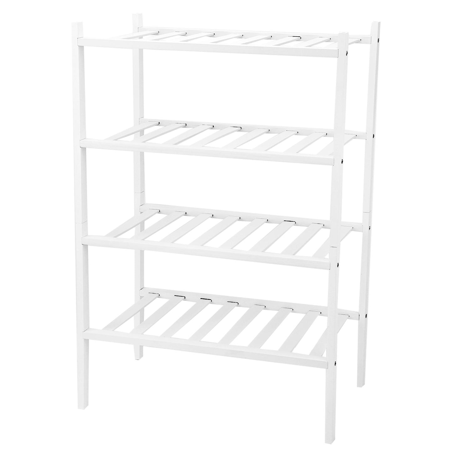 4 Tier Shoe Rack White Stackable Shoes Rack Organizer Multifunctional Bamboo Shoe Rack for Home Hotel Dorm