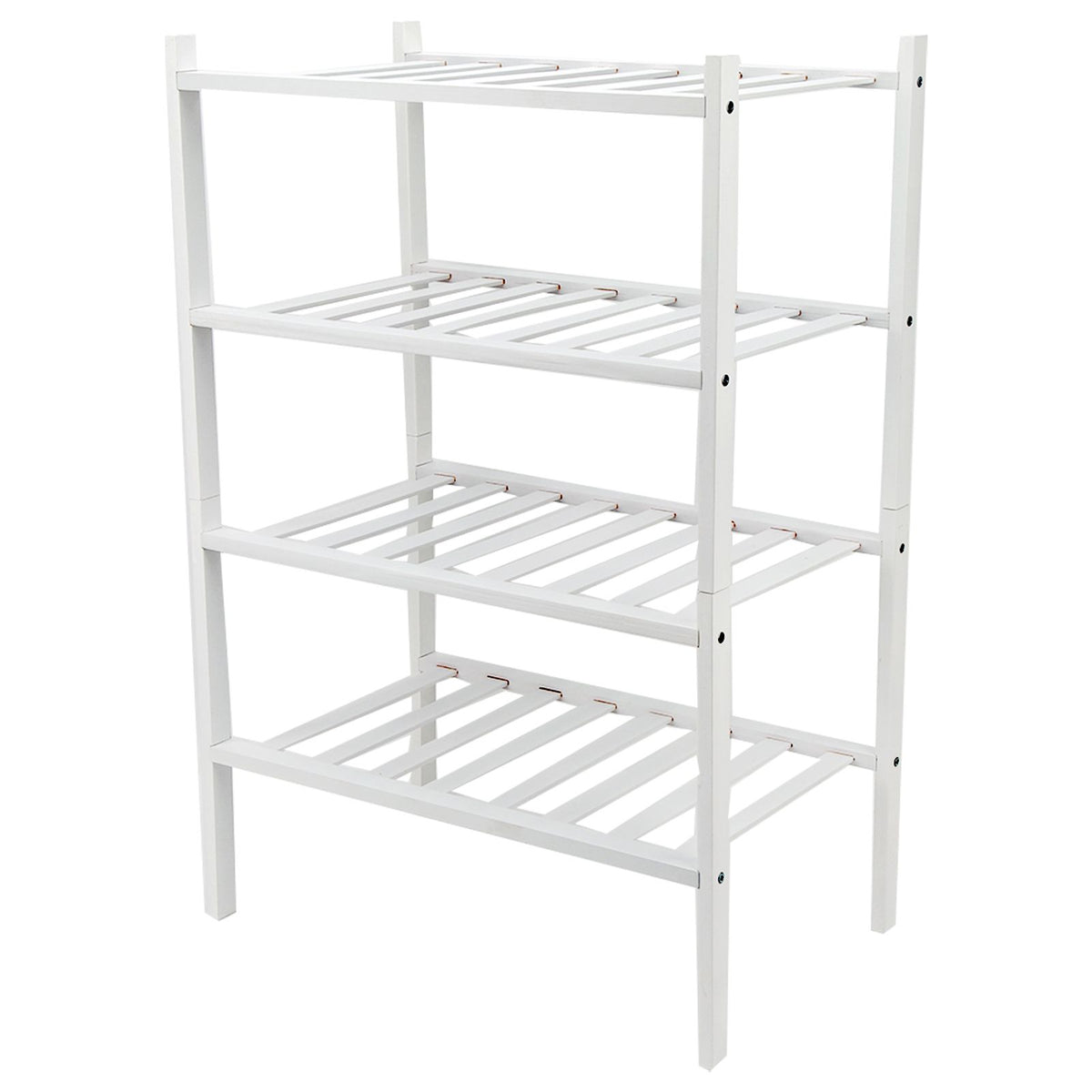 4 Tier Shoe Rack White Stackable Shoes Rack Organizer
