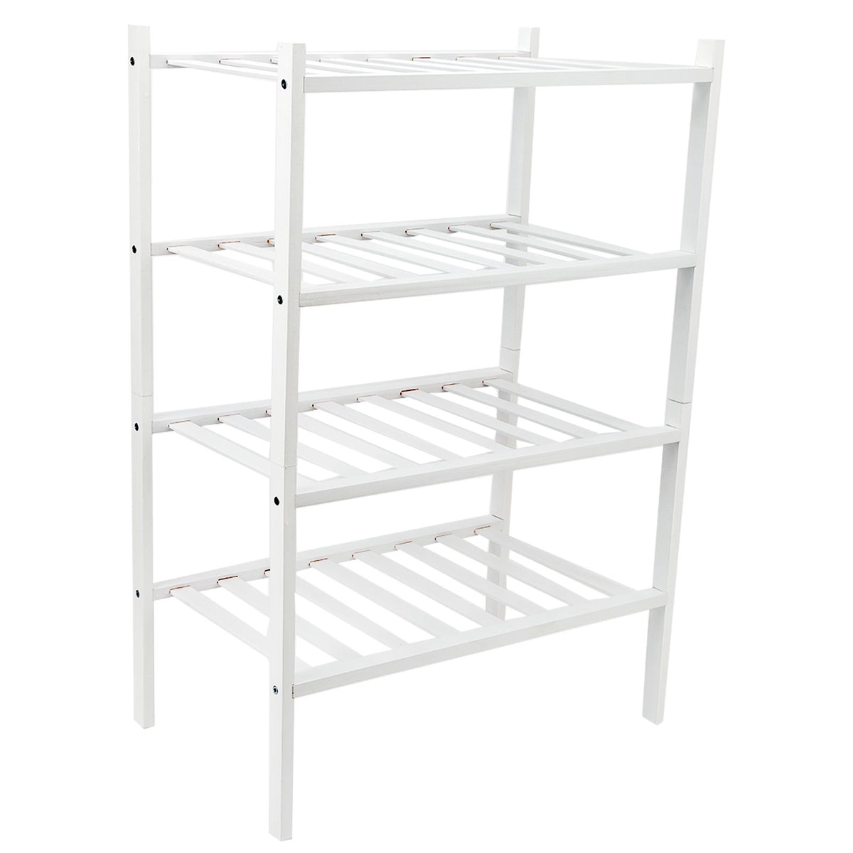 4 Tier Shoe Rack White Stackable Shoes Rack Organizer