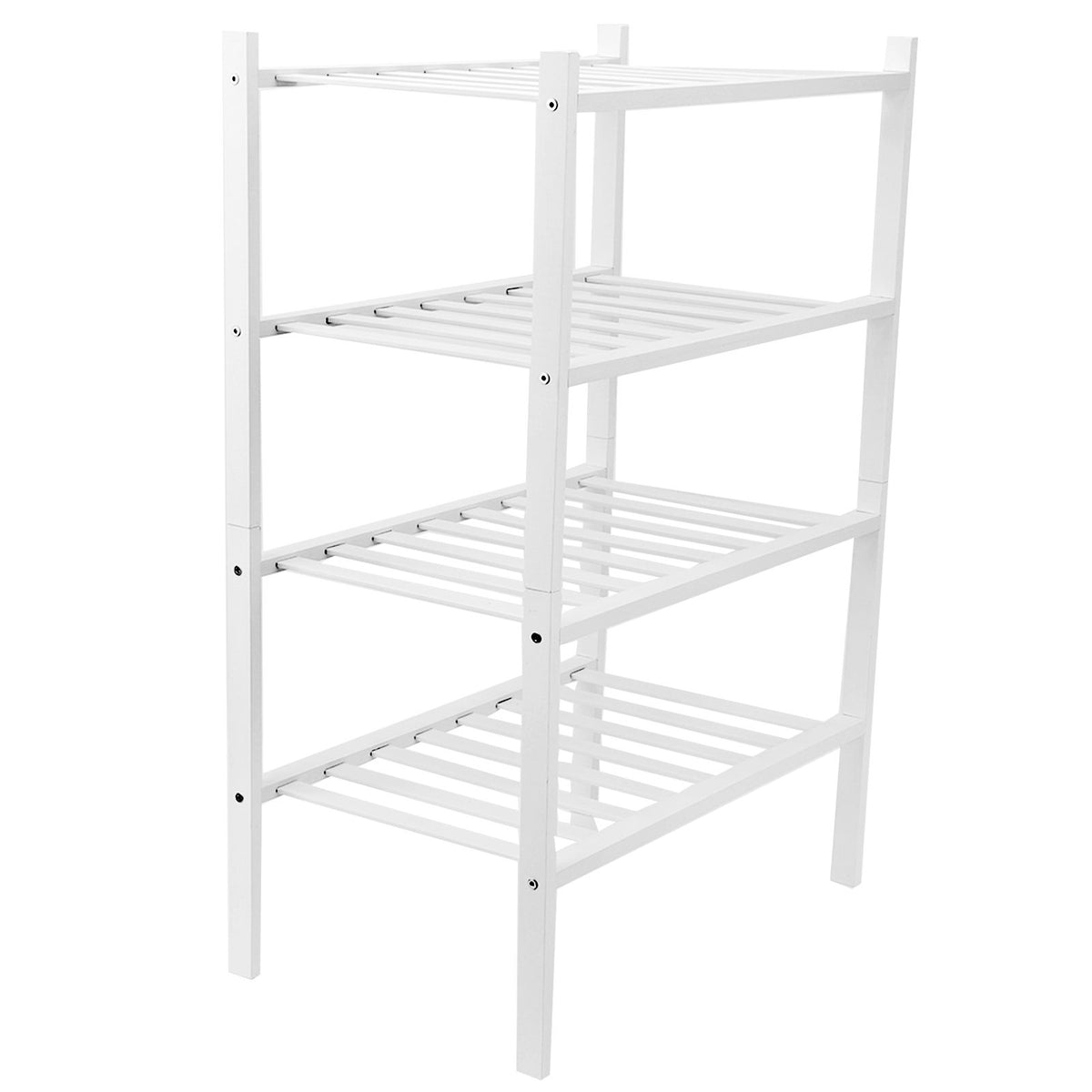 4 Tier Shoe Rack White Stackable Shoes Rack Organizer