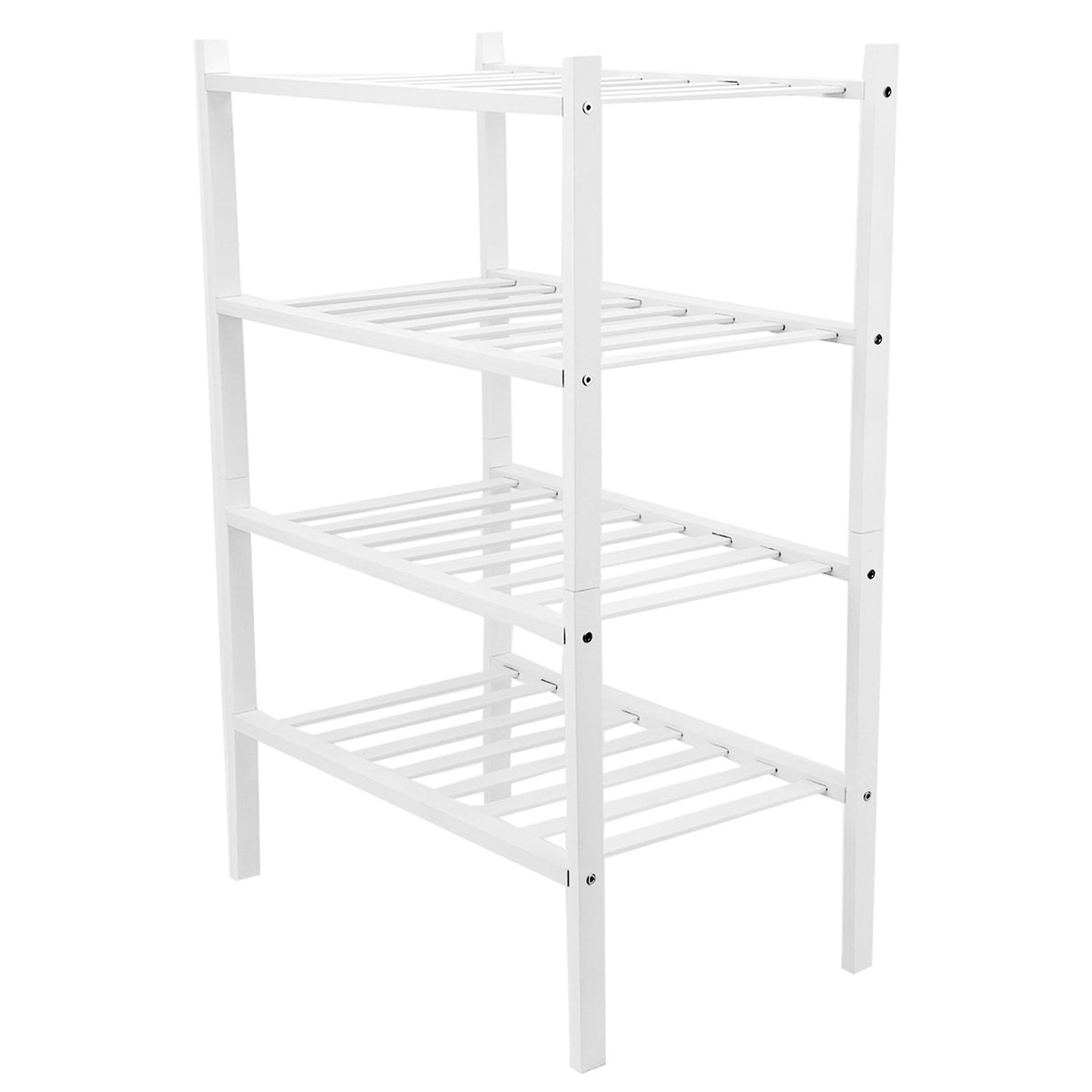 4 Tier Shoe Rack White Stackable Shoes Rack Organizer