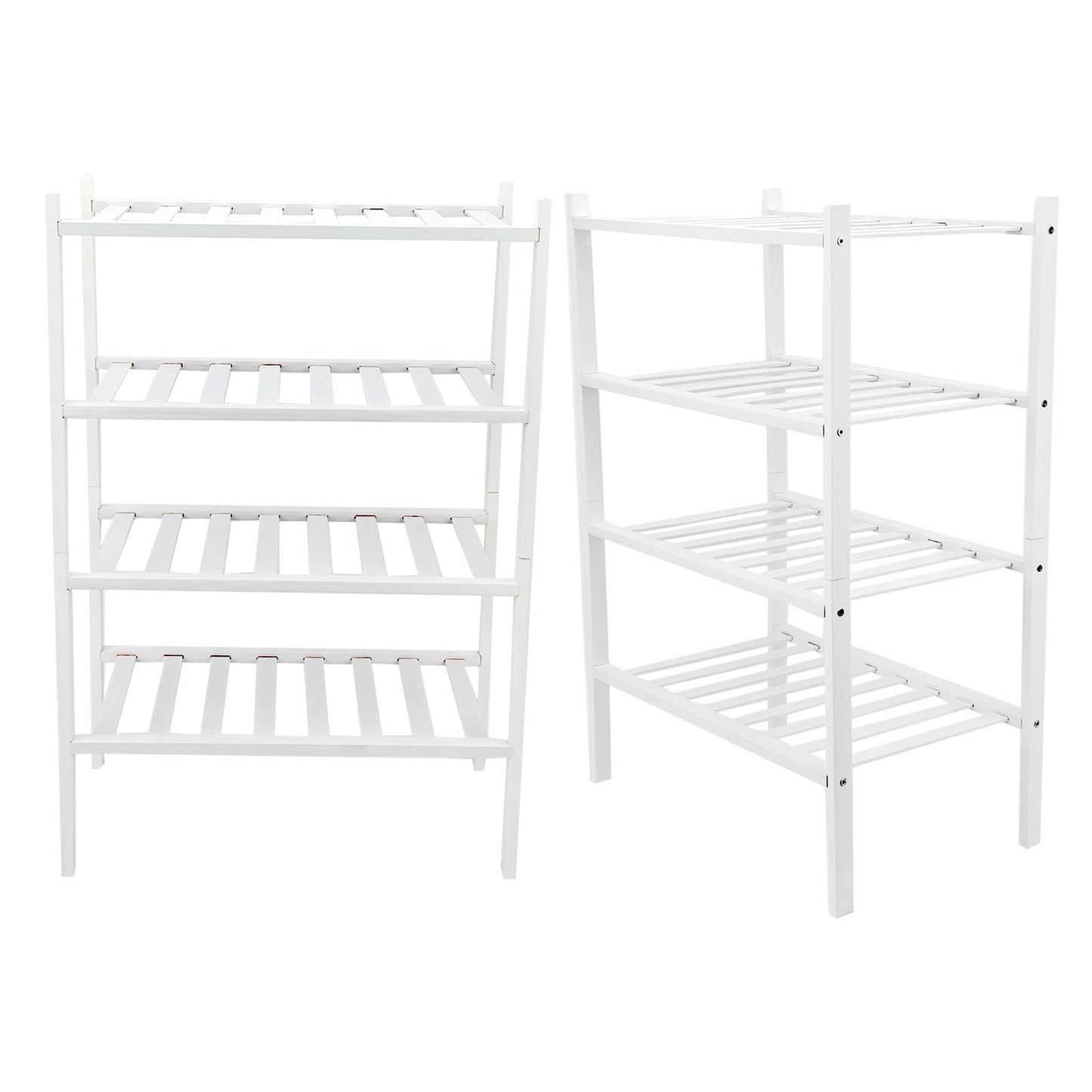 4 Tier Shoe Rack White Stackable Shoes Rack Organizer Multifunctional Bamboo Shoe Rack for Home Hotel Dorm