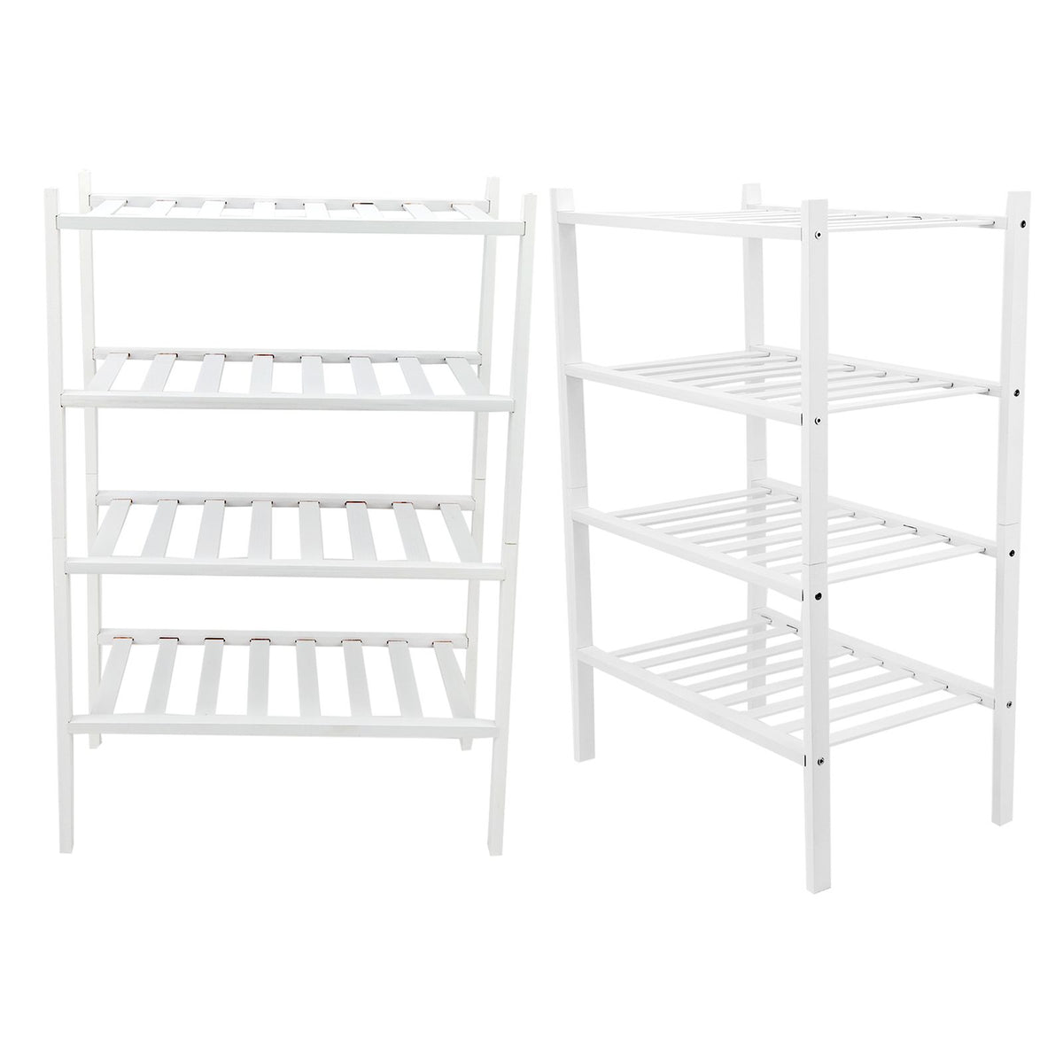4 Tier Shoe Rack White Stackable Shoes Rack Organizer