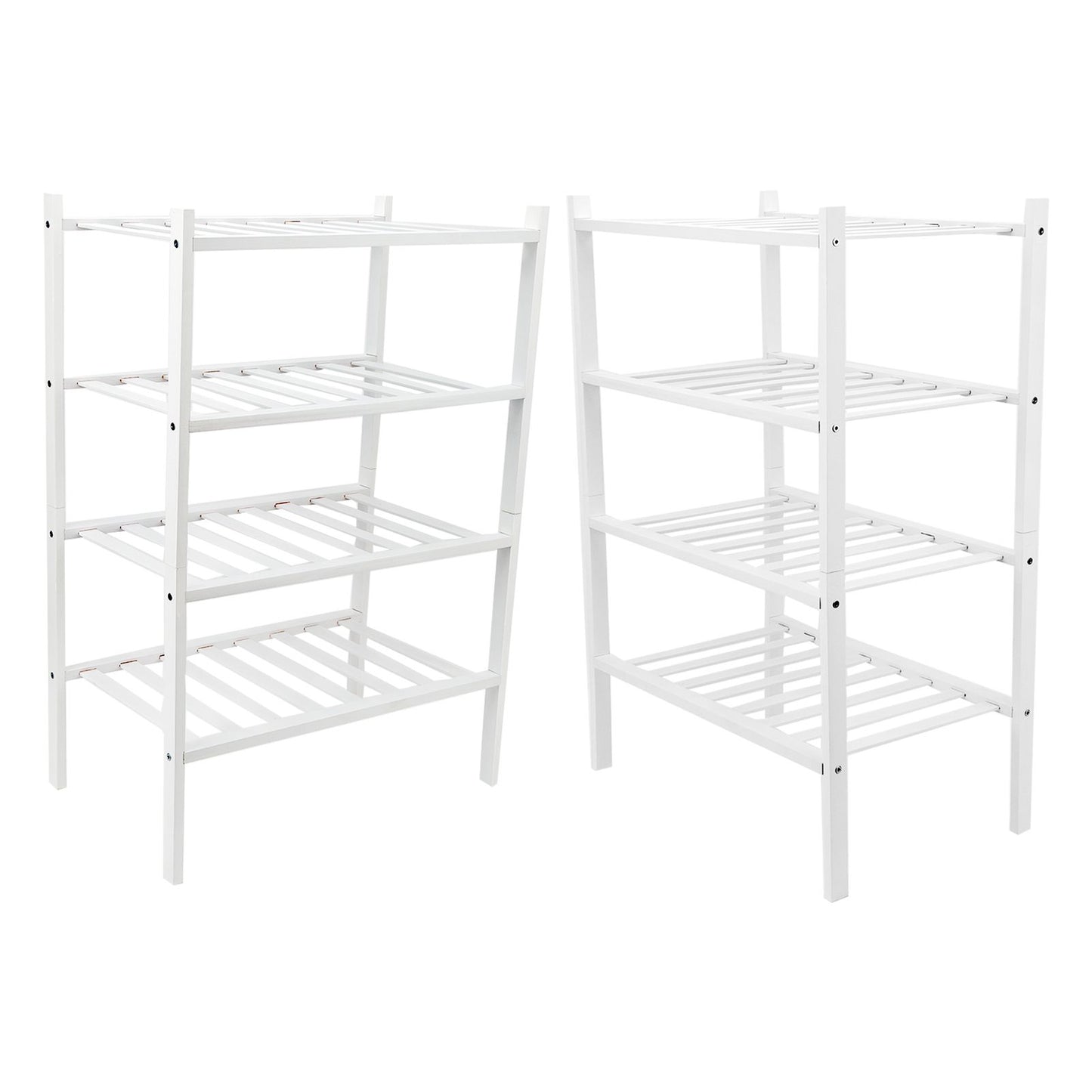 4 Tier Shoe Rack White Stackable Shoes Rack Organizer Multifunctional Bamboo Shoe Rack for Home Hotel Dorm