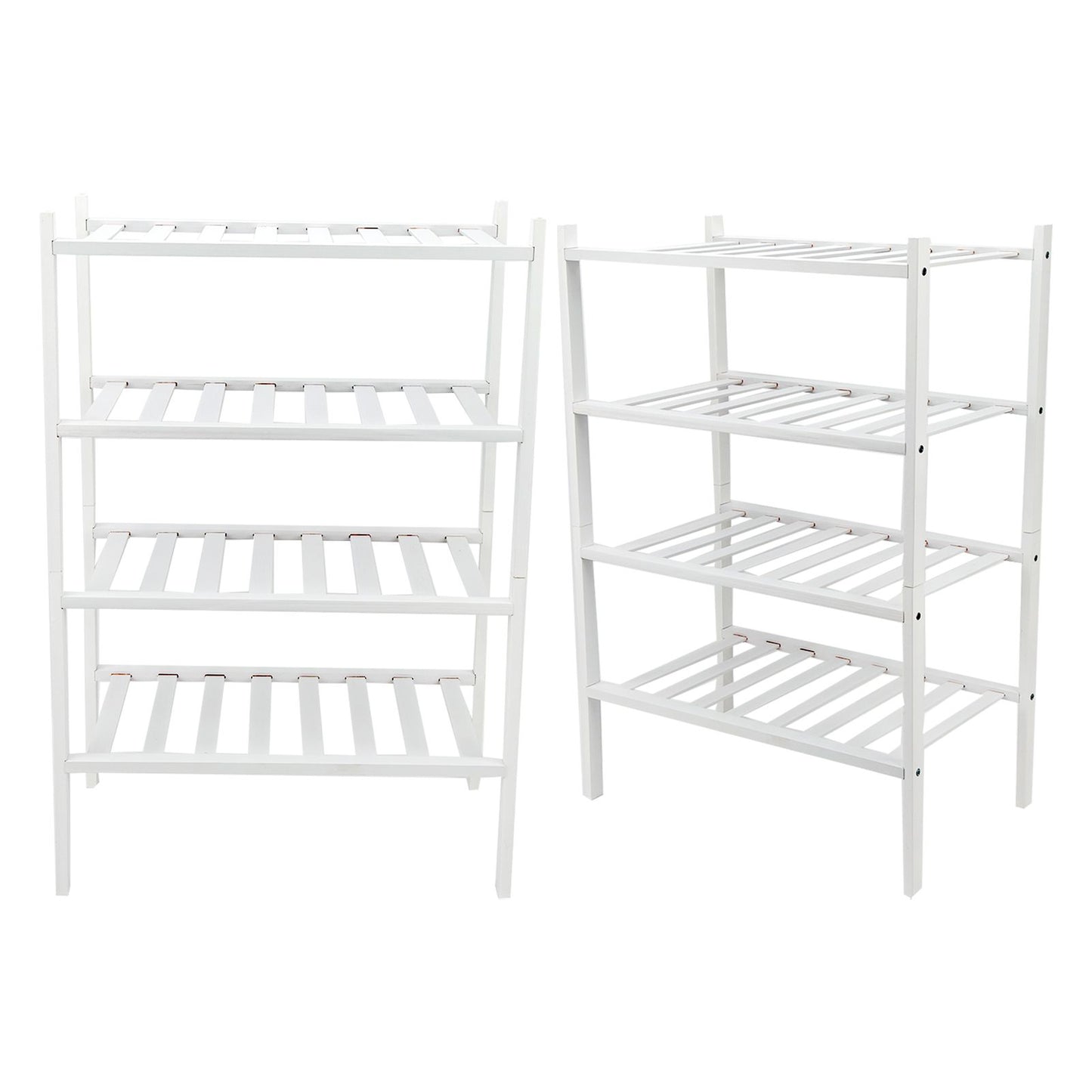 4 Tier Shoe Rack White Stackable Shoes Rack Organizer Multifunctional Bamboo Shoe Rack for Home Hotel Dorm