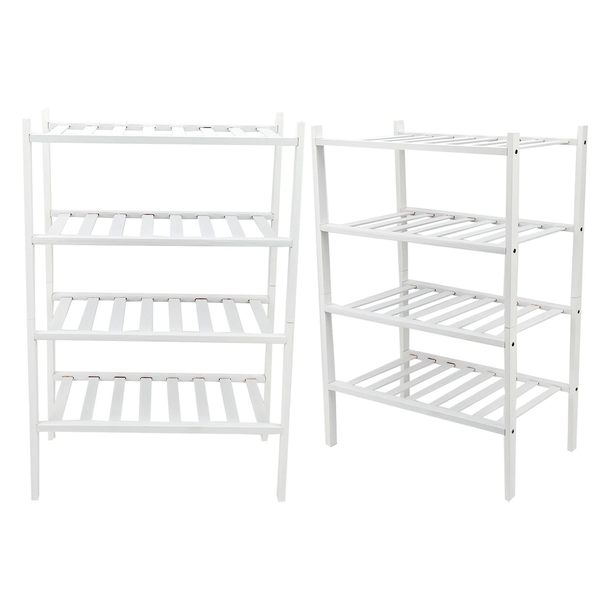 4 Tier Shoe Rack White Stackable Shoes Rack Organizer