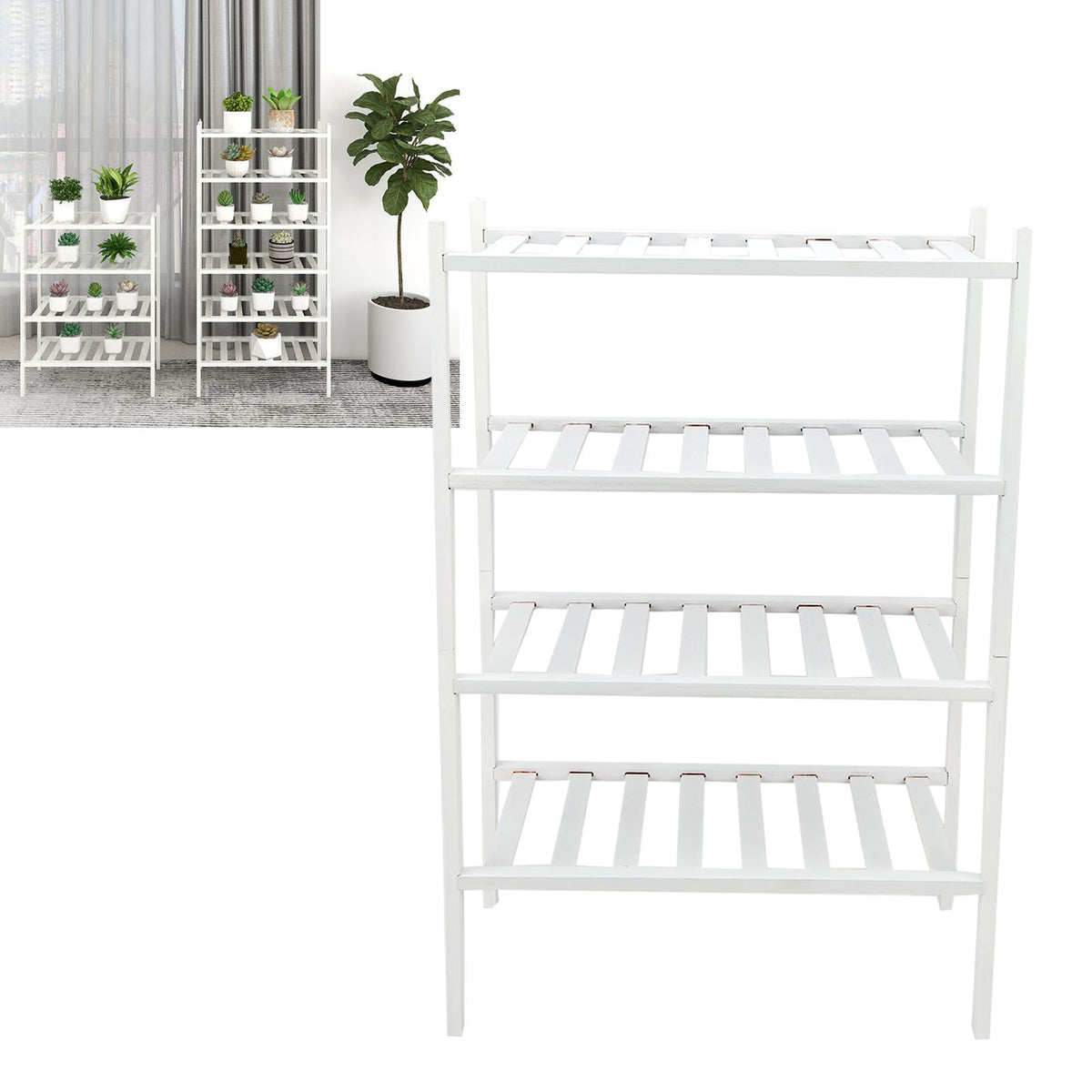 4 Tier Shoe Rack White Stackable Shoes Rack Organizer