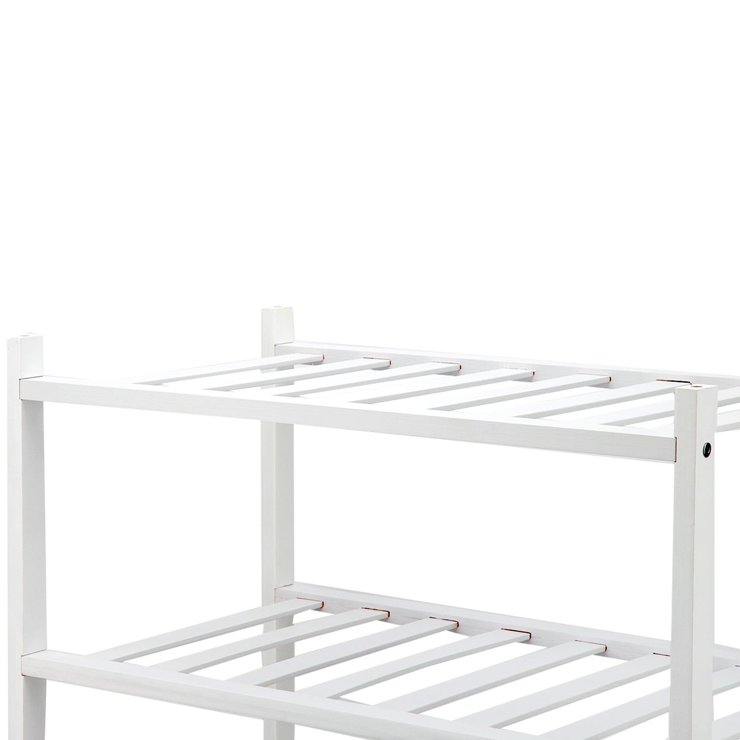 4 Tier Shoe Rack White Stackable Shoes Rack Organizer Multifunctional Bamboo Shoe Rack for Home Hotel Dorm